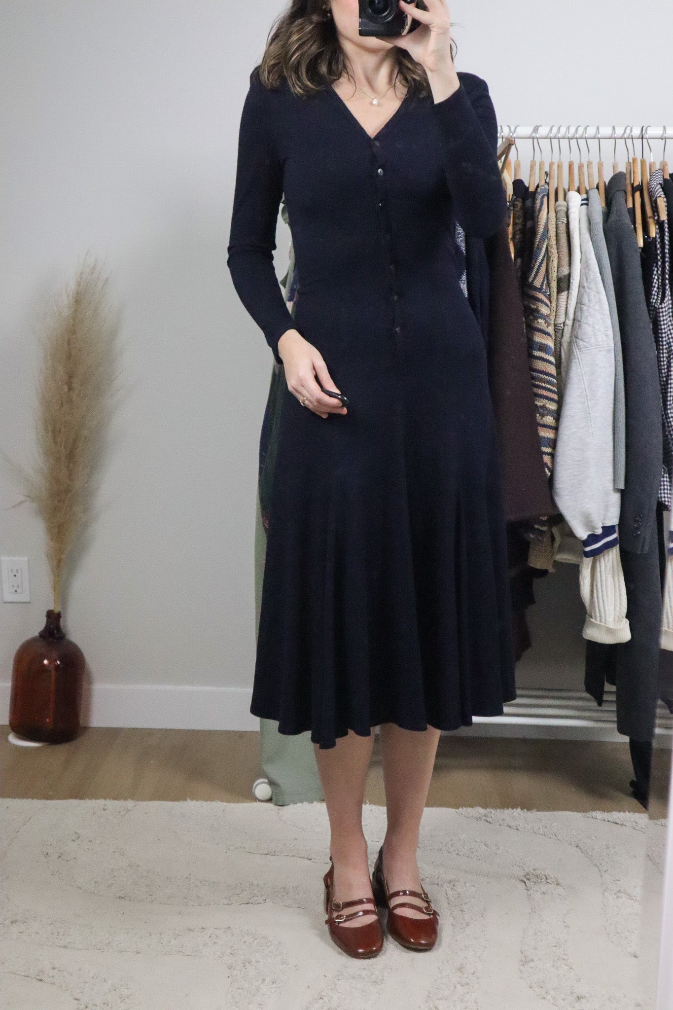 Made in USA x Vintage x Wool Blend Drop Waist Knit Dress (XS)
