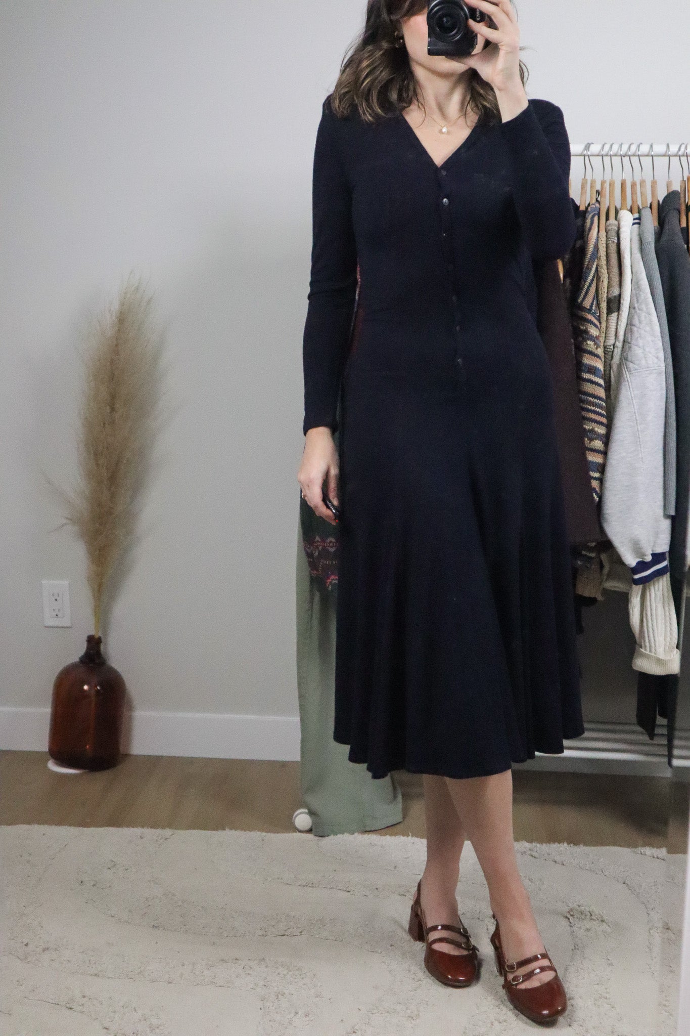 Made in USA x Vintage x Wool Blend Drop Waist Knit Dress (XS)
