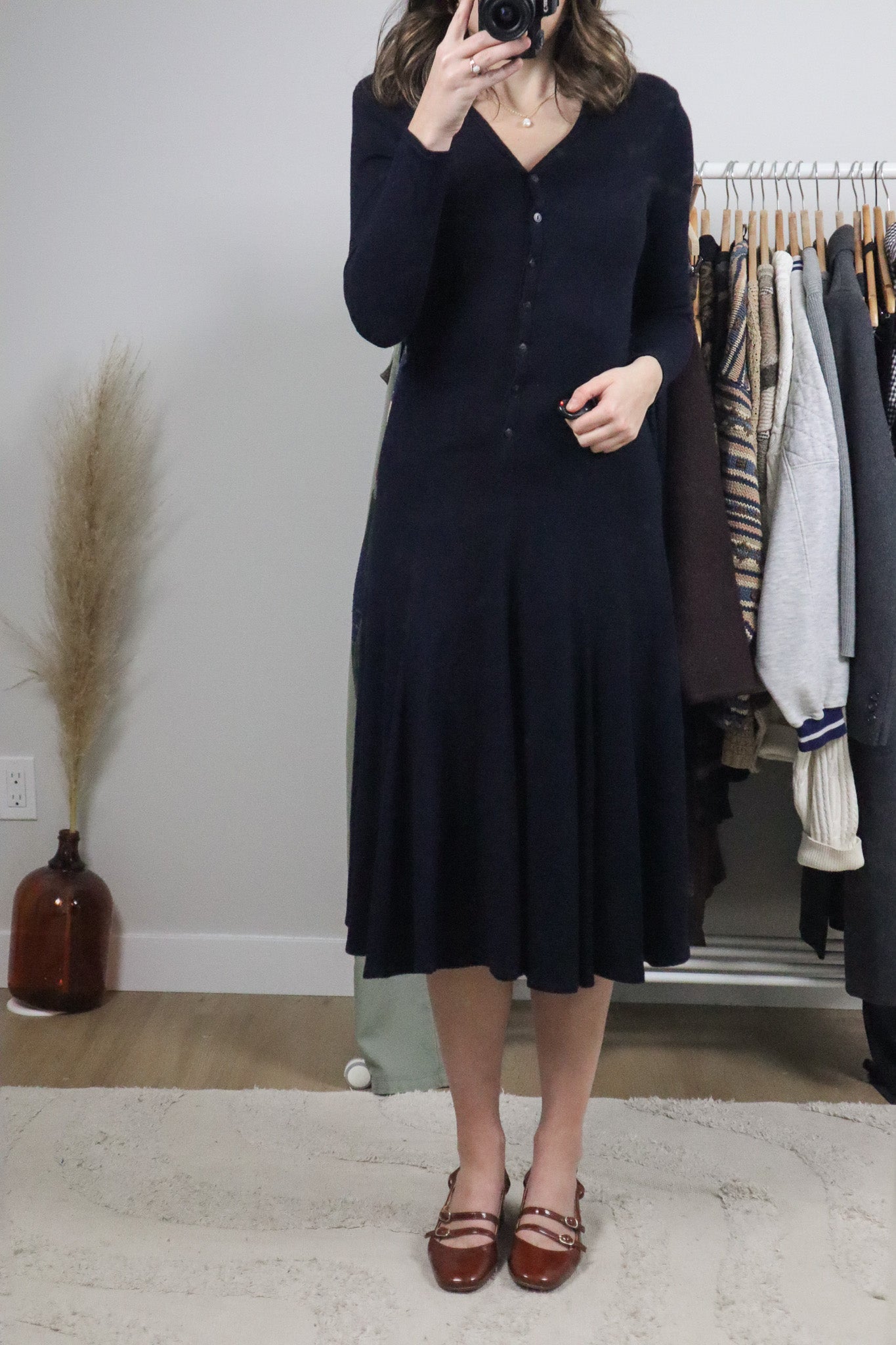 Made in USA x Vintage x Wool Blend Drop Waist Knit Dress (XS)