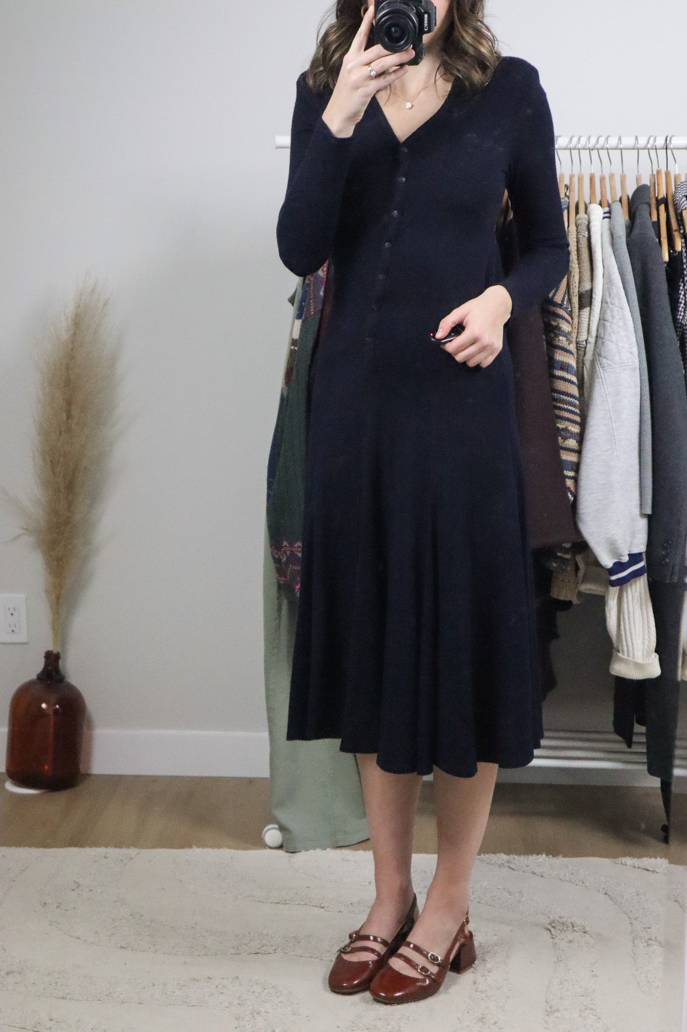 Made in USA x Vintage x Wool Blend Drop Waist Knit Dress (XS)