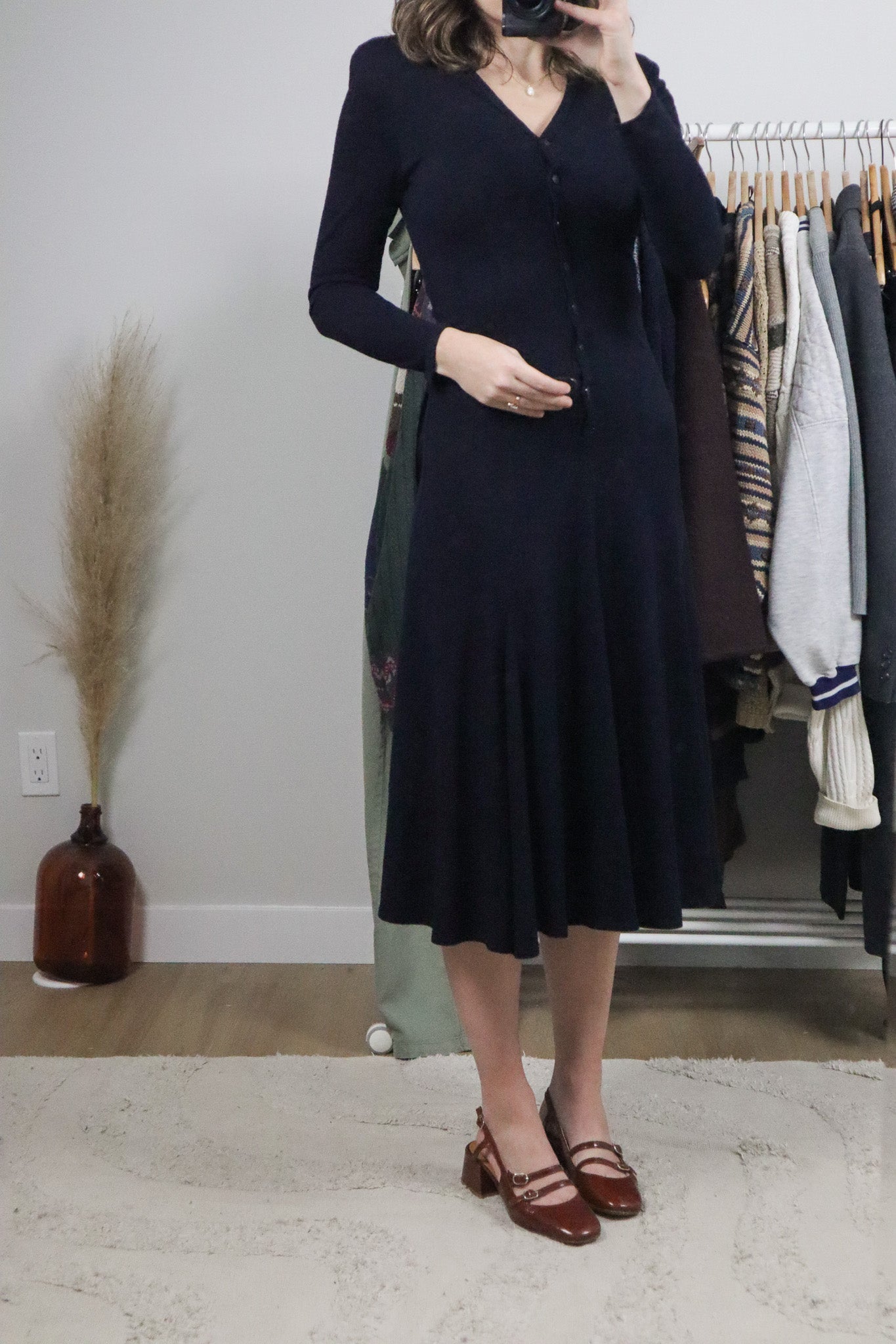 Made in USA x Vintage x Wool Blend Drop Waist Knit Dress (XS)
