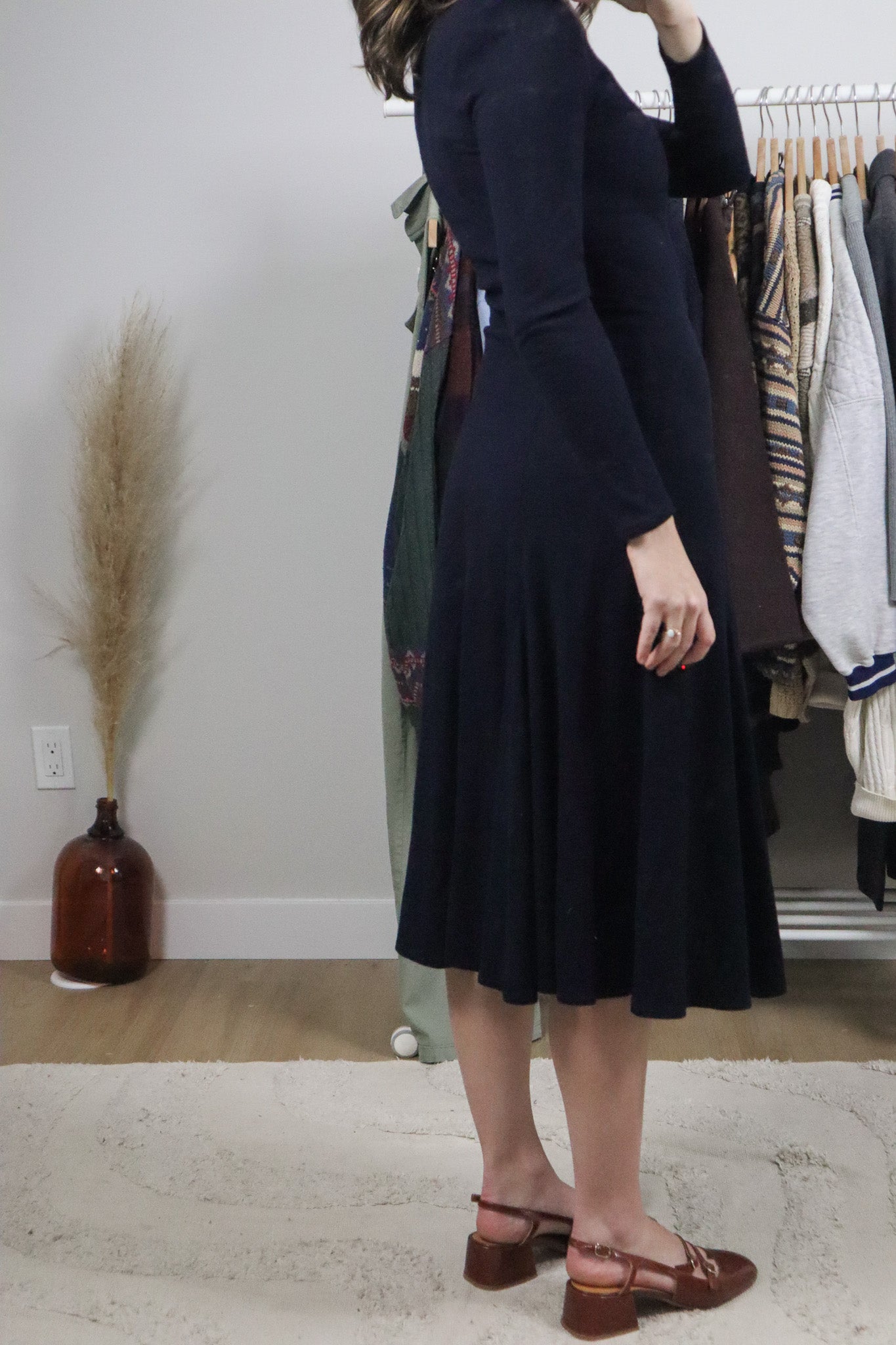Made in USA x Vintage x Wool Blend Drop Waist Knit Dress (XS)