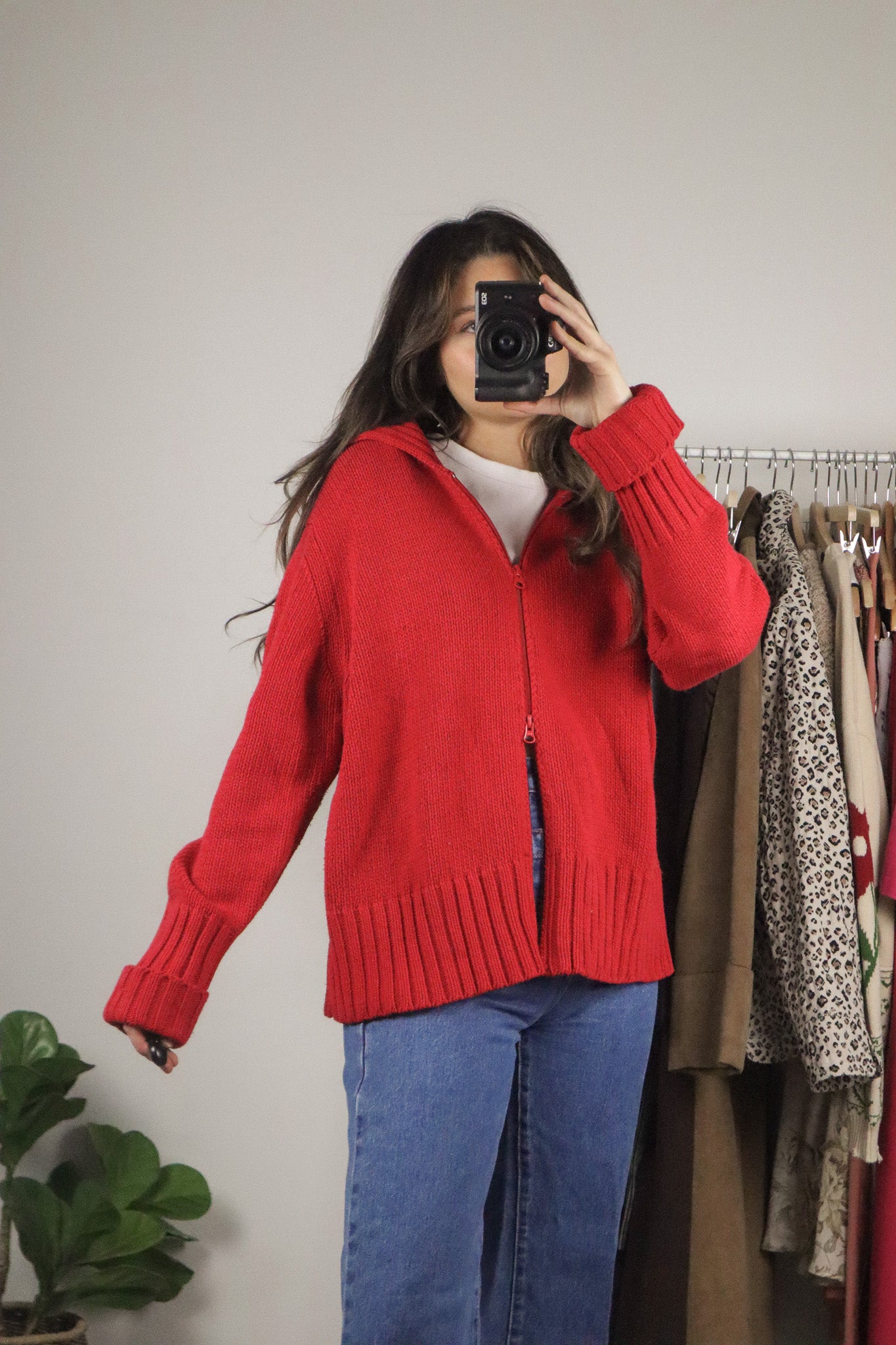 Vintage x Zip-Up Cardigan (L)