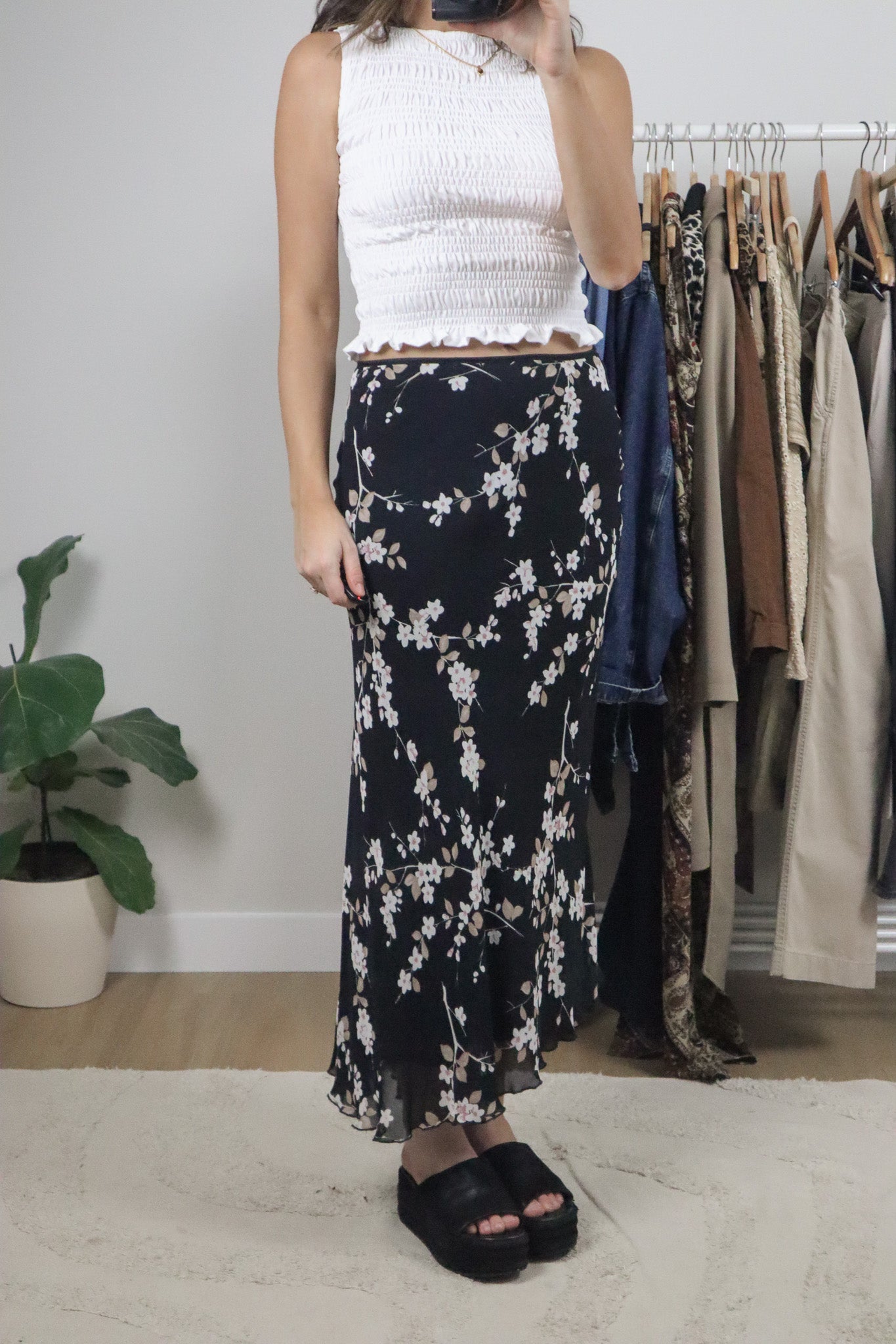 Vintage x Floral Maxi Skirt (S)