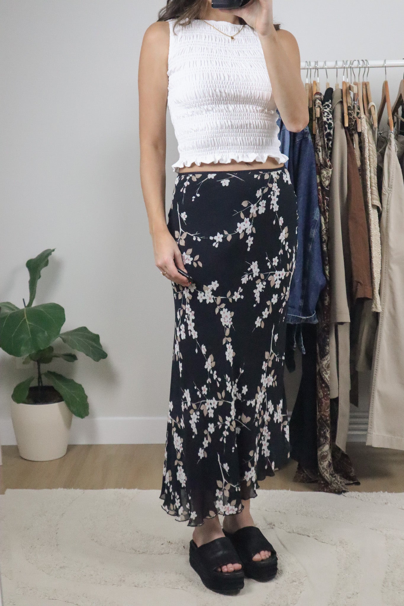 Vintage x Floral Maxi Skirt (S)
