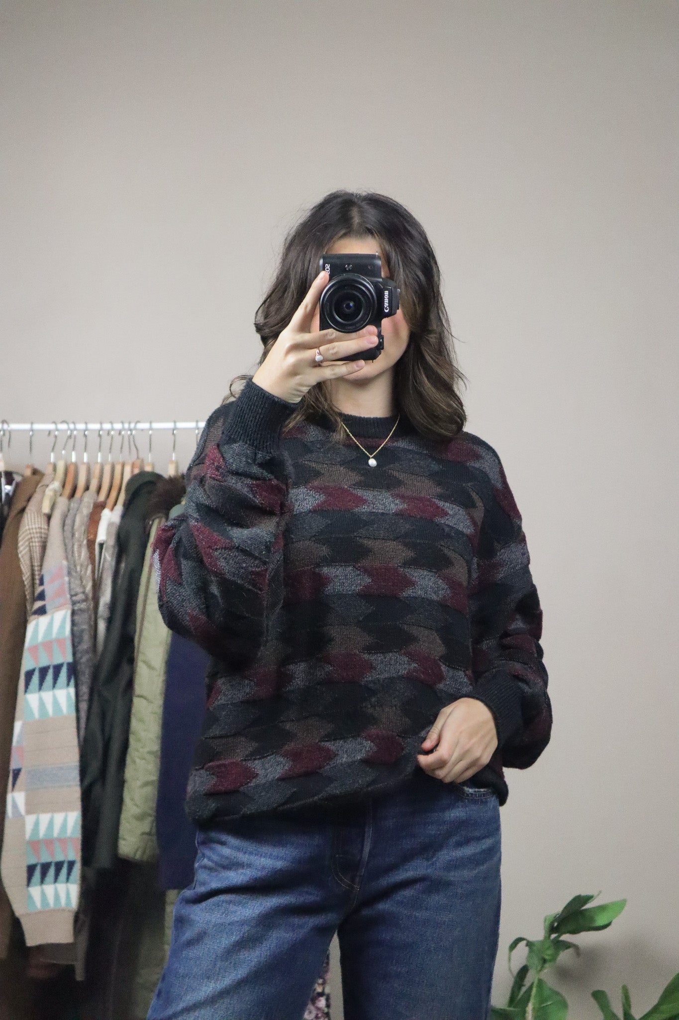 Made in Italy x Vintage x Wool Blend Pattern Knit (L)
