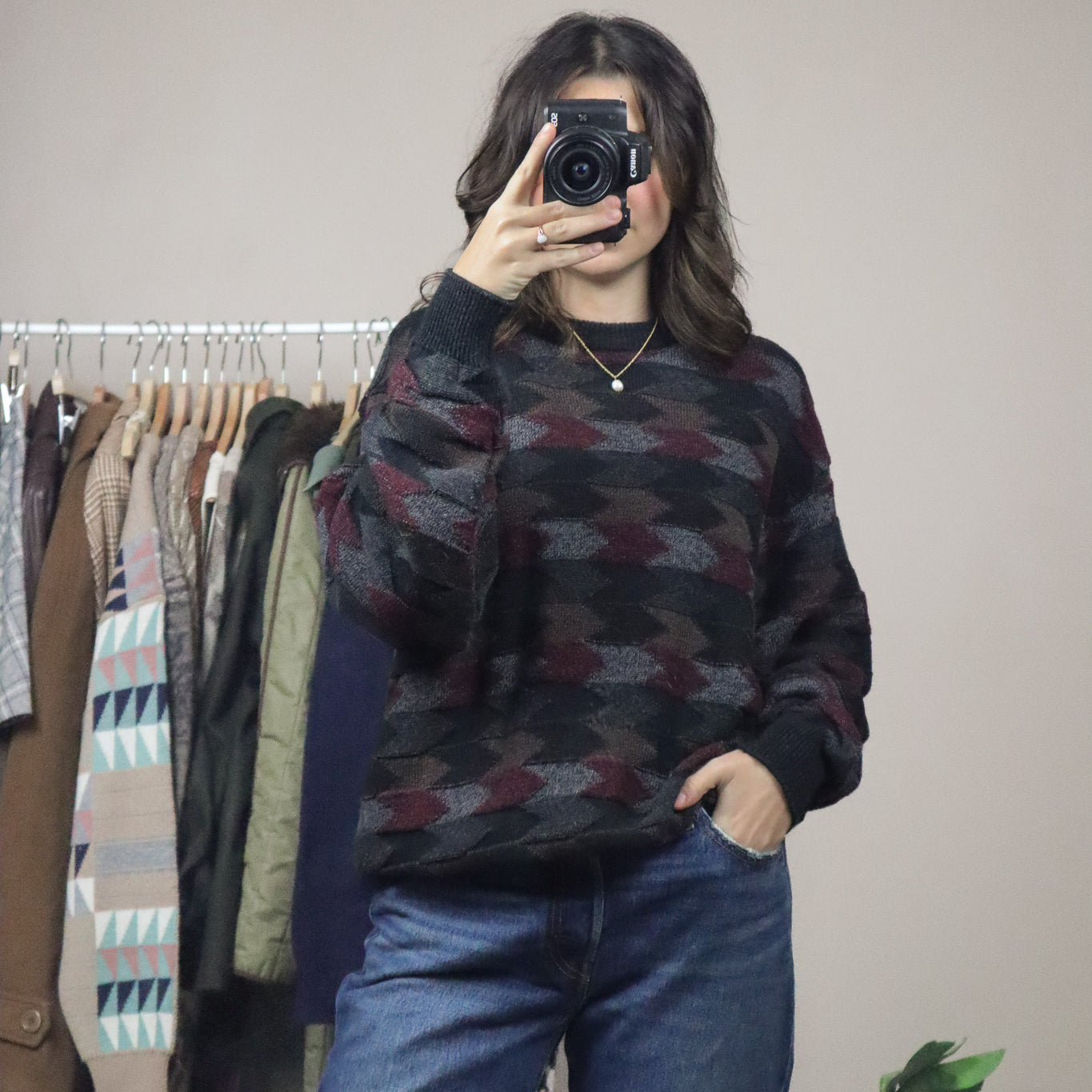 Made in Italy x Vintage x Wool Blend Pattern Knit (L)