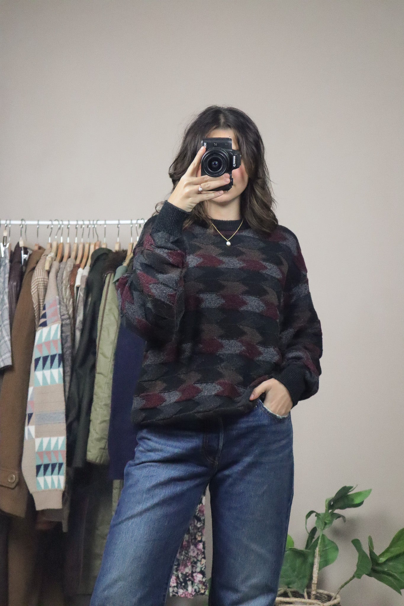 Made in Italy x Vintage x Wool Blend Pattern Knit (L)