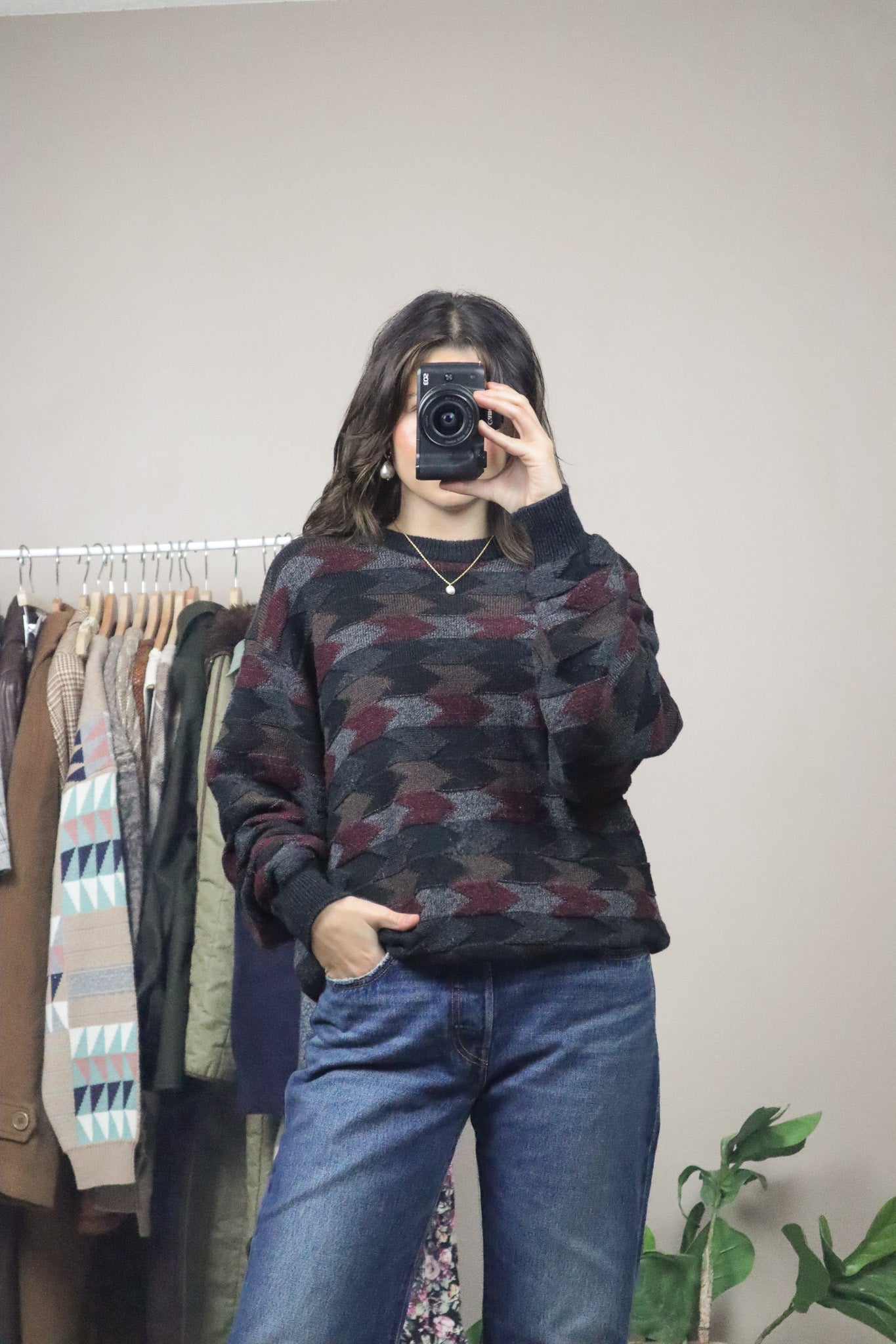 Made in Italy x Vintage x Wool Blend Pattern Knit (L)