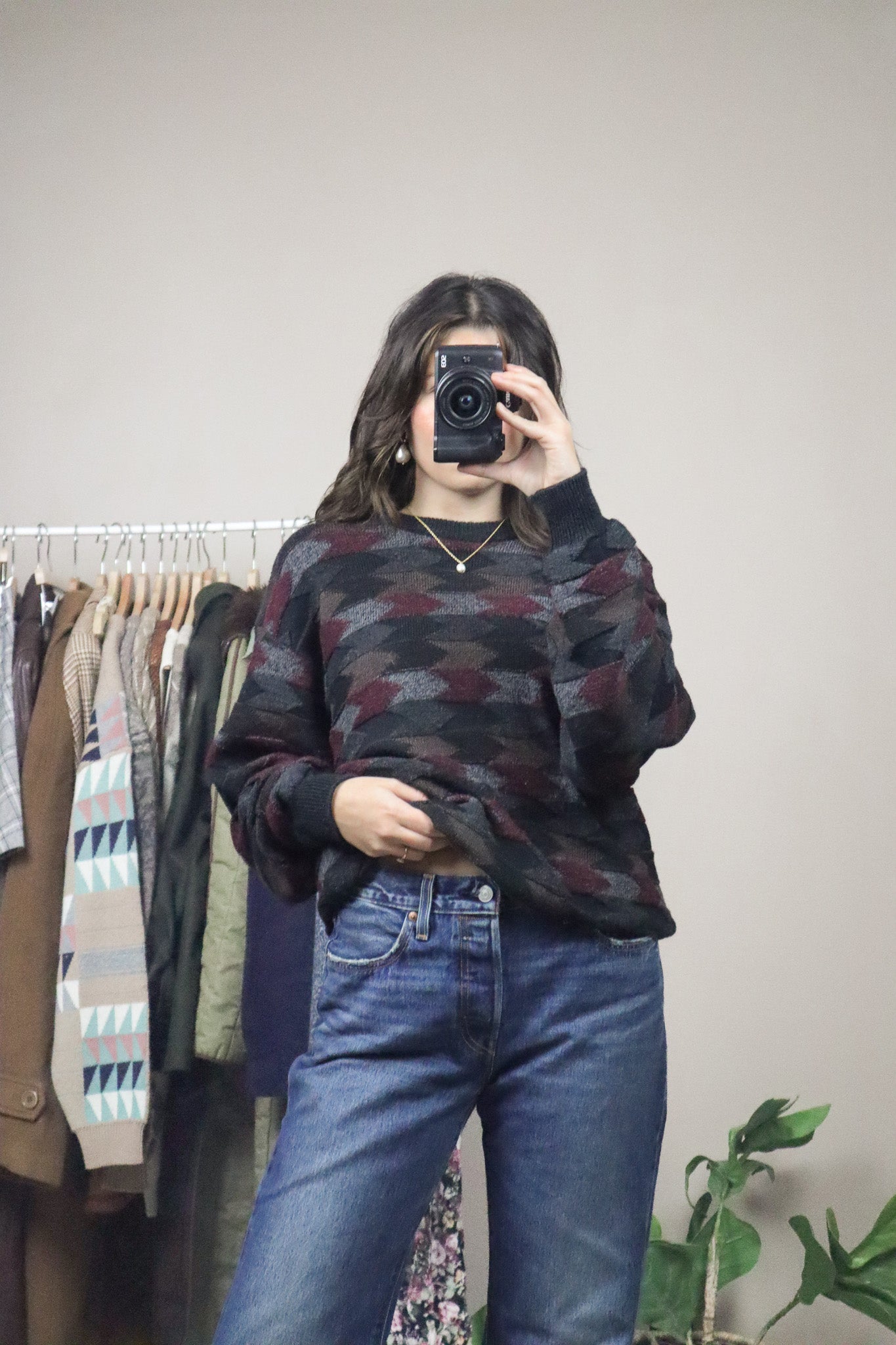 Made in Italy x Vintage x Wool Blend Pattern Knit (L)