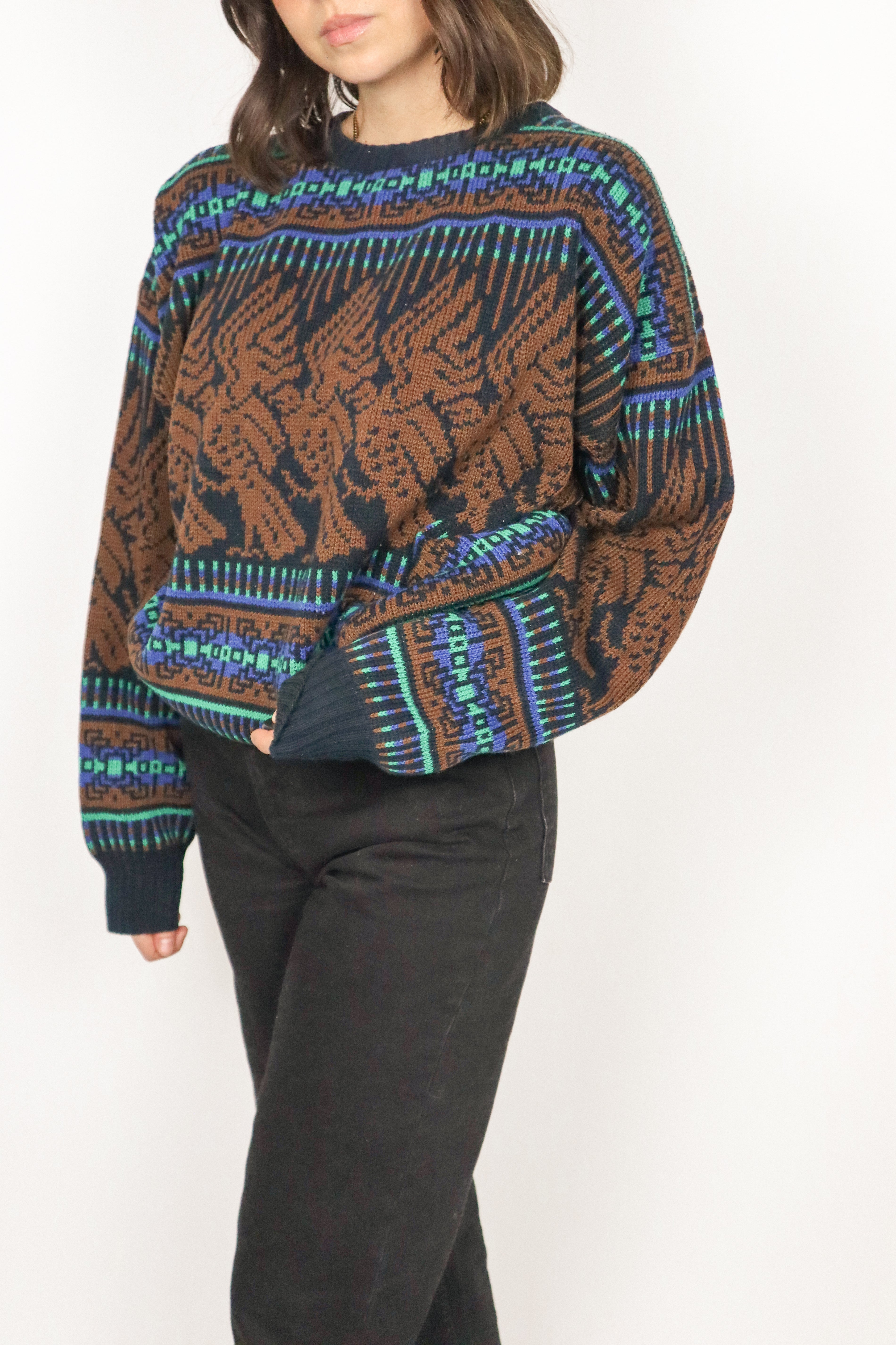 Made in Korea x Vintage x Patterned Knit (M)