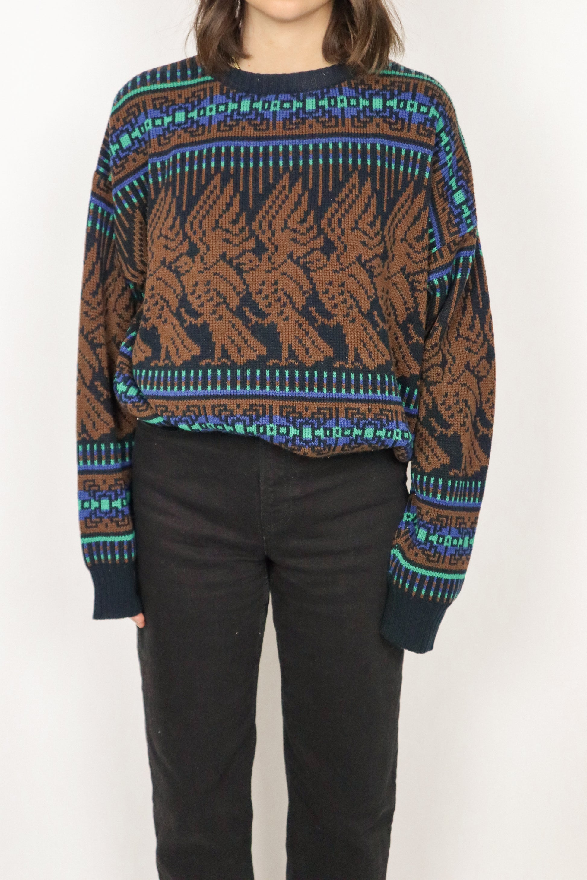 Made in Korea x Vintage x Patterned Knit (M)