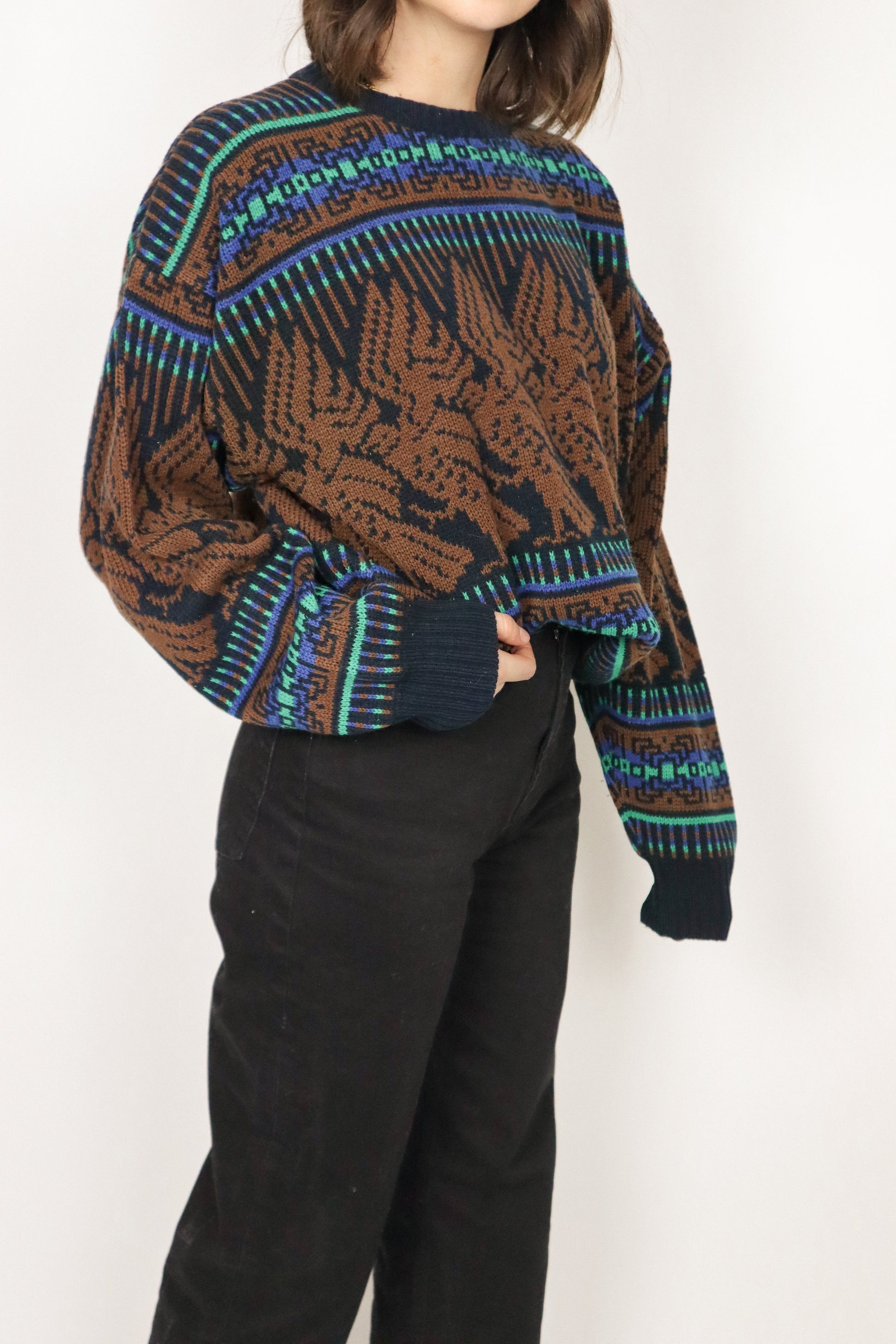 Made in Korea x Vintage x Patterned Knit (M)