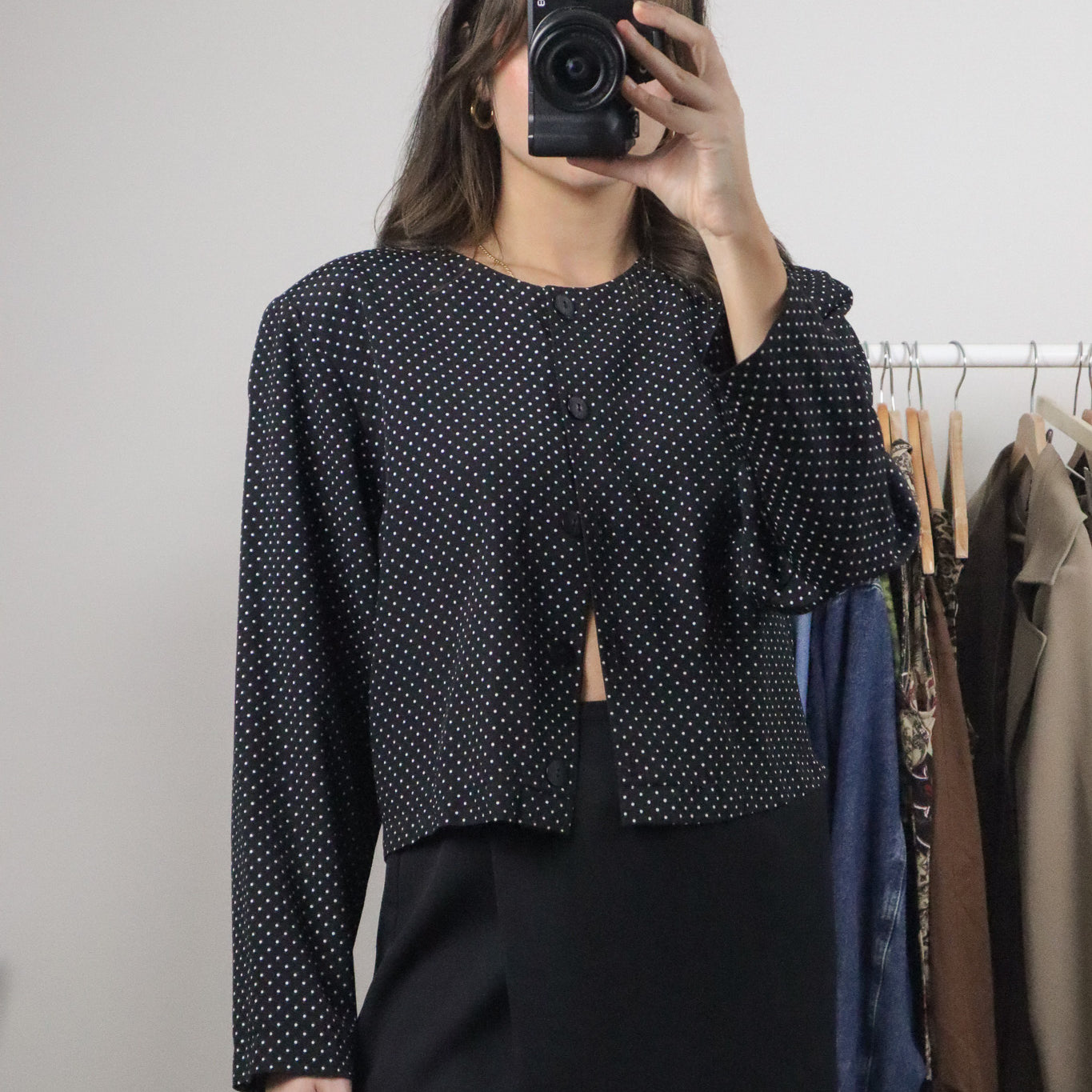 Made in Canada x Vintage x Polka Dot Cropped Blouse (6/8)