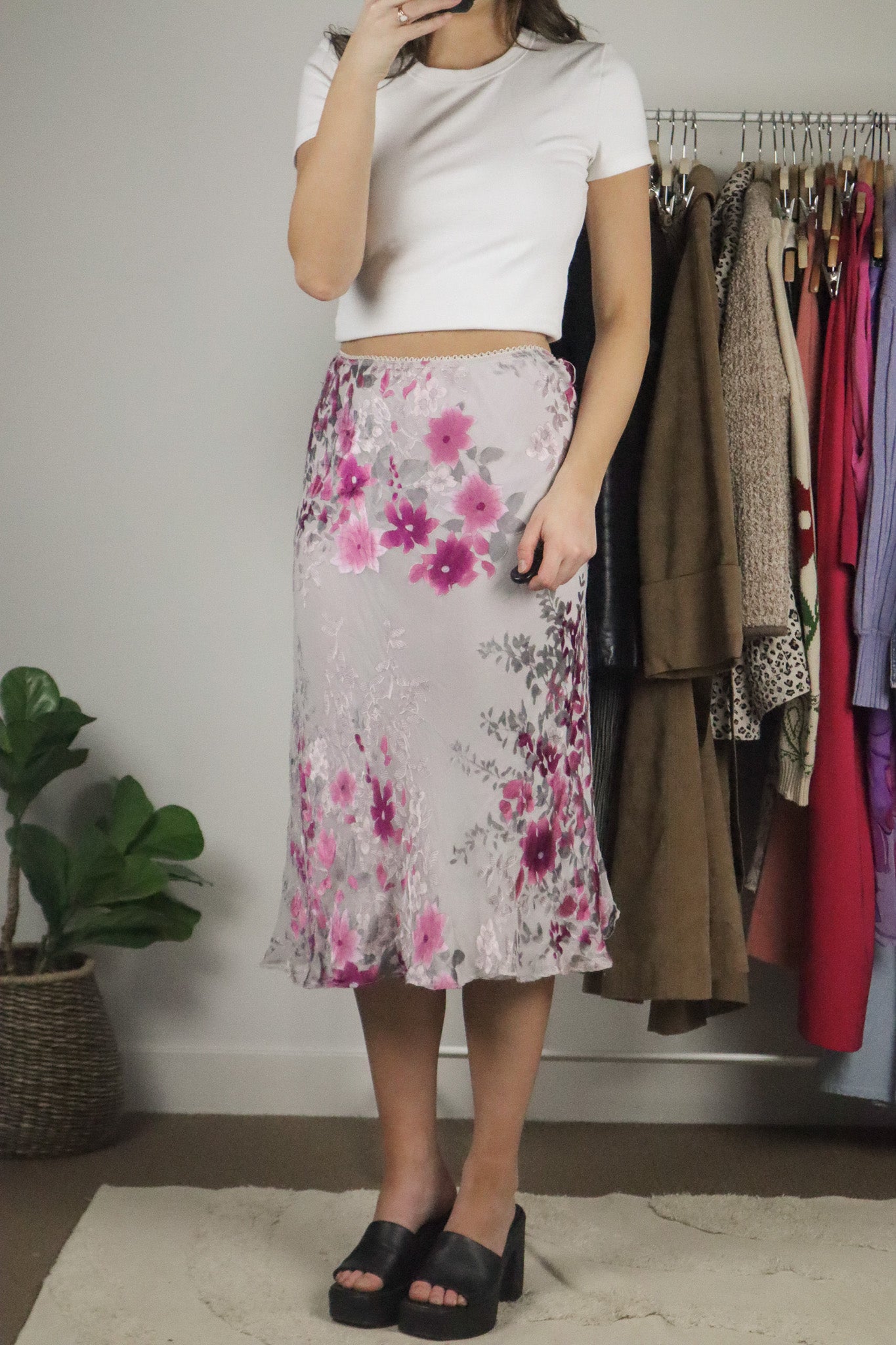 Vintage x Silk Blend Midi Skirt (L/XL)
