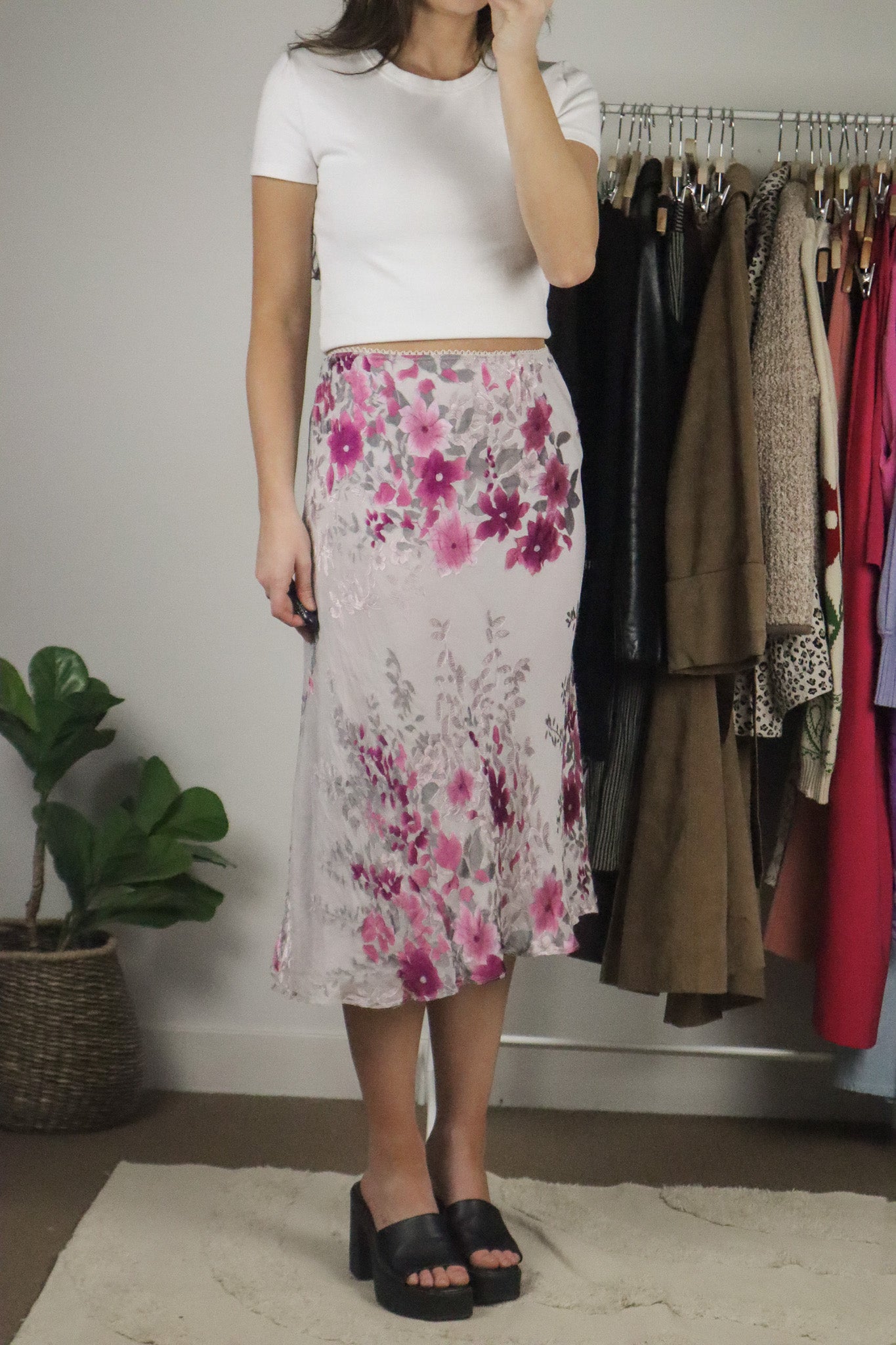 Vintage x Silk Blend Midi Skirt (L/XL)