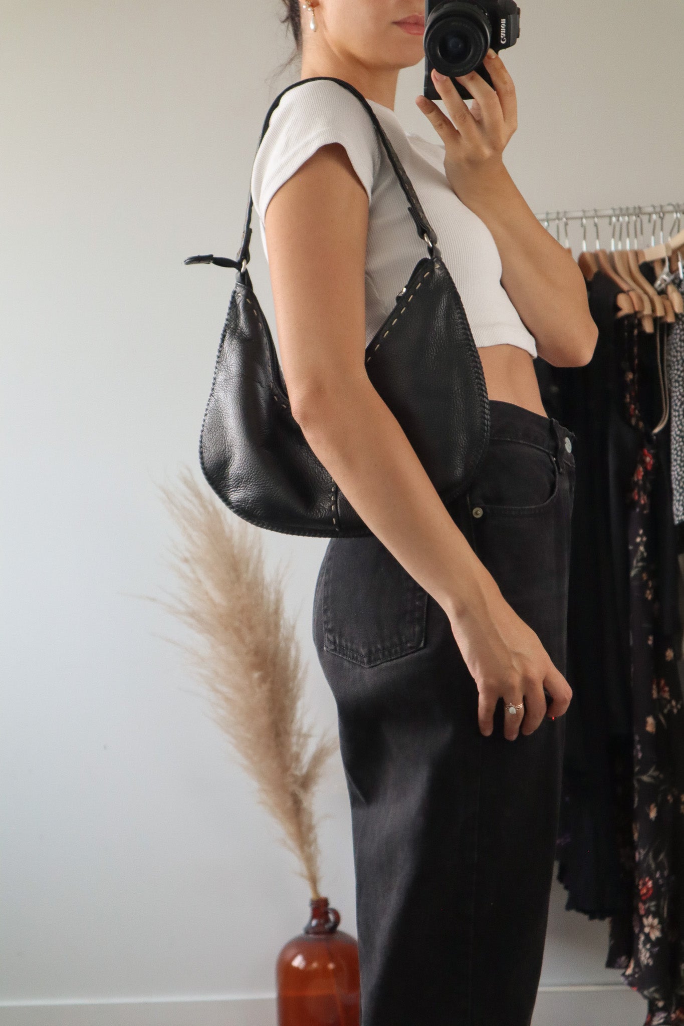 Vintage x Leather Contrast Purse