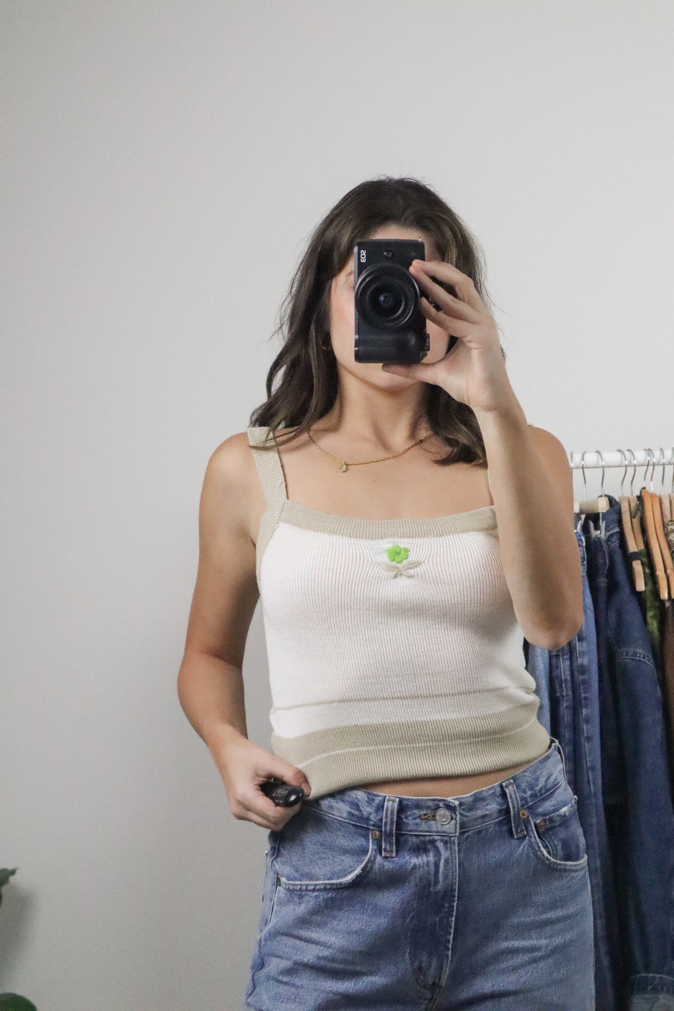 Made in Korea x Vintage x Flower Knit Low Back Tank (M)
