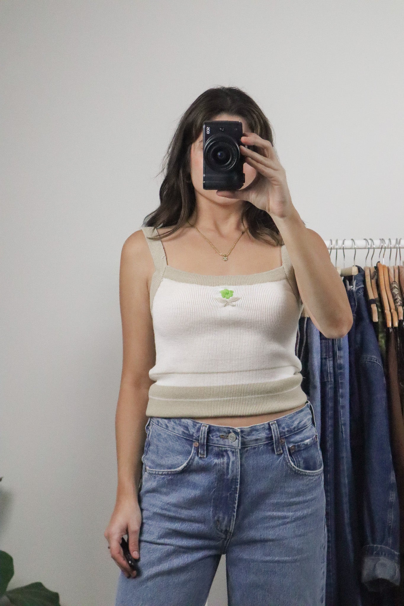 Made in Korea x Vintage x Flower Knit Low Back Tank (M)