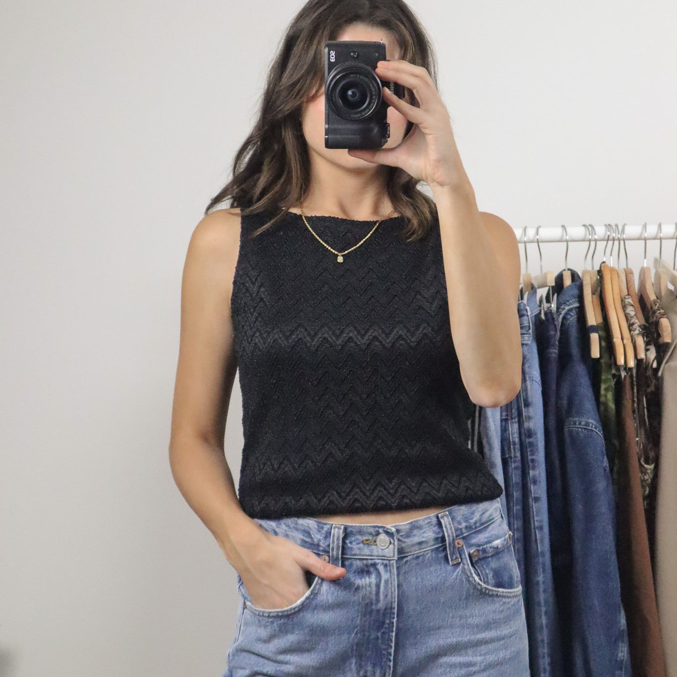 Vintage x High Neck Lace Tank (S/M)
