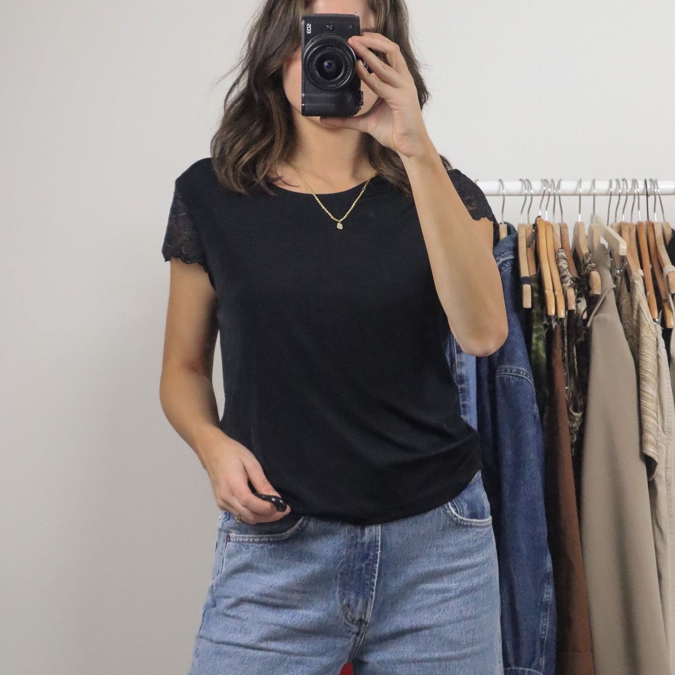 Vintage x Lace Sleeve T-Shirt (L)
