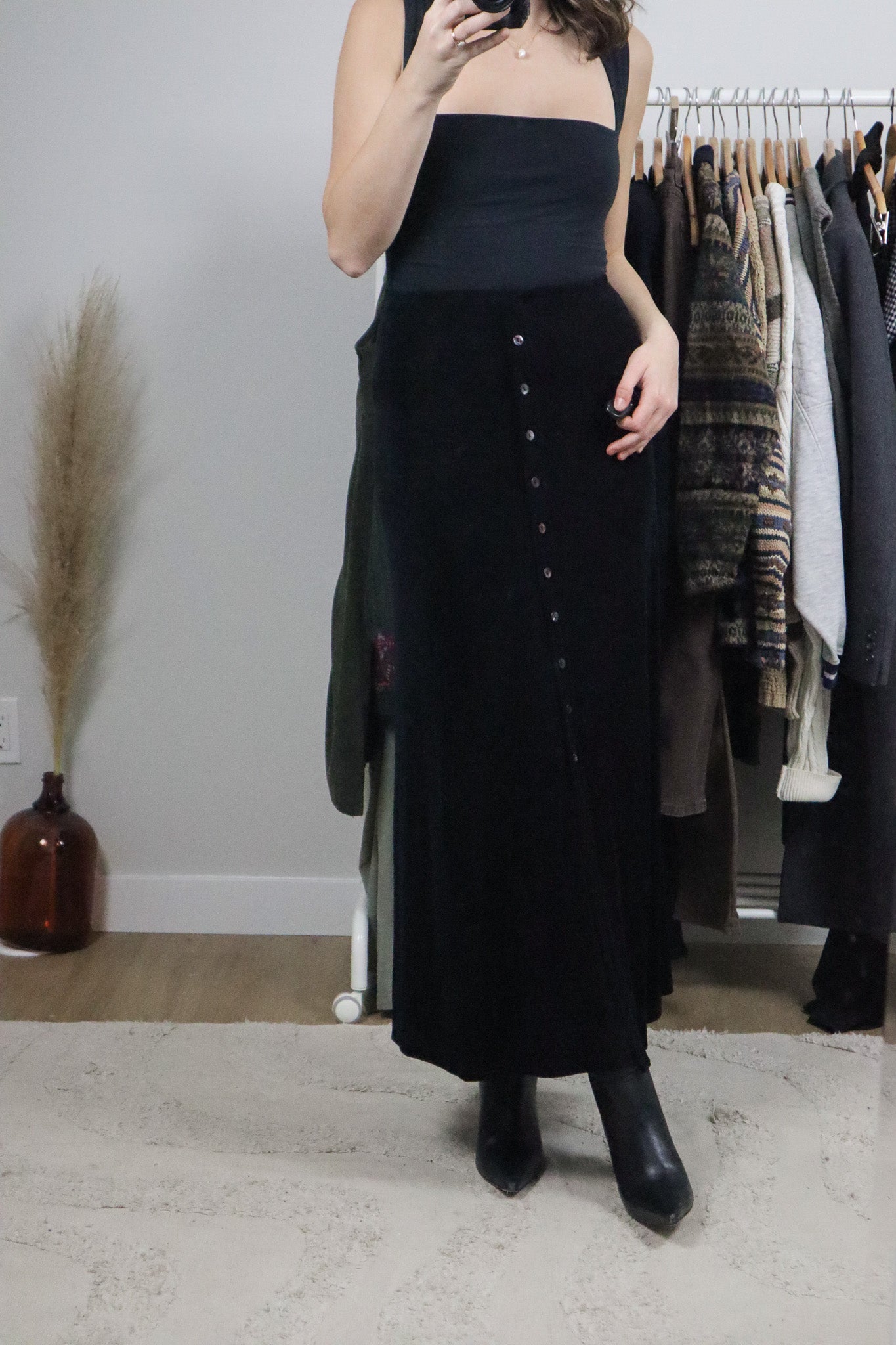 Made in USA x Vintage x Button Maxi Skirt (XL)