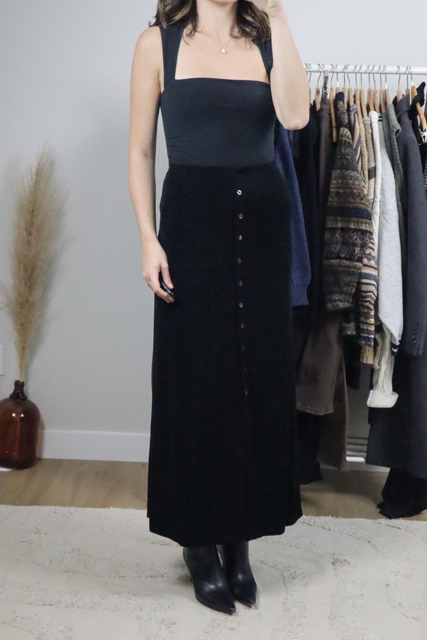 Made in USA x Vintage x Button Maxi Skirt (XL)