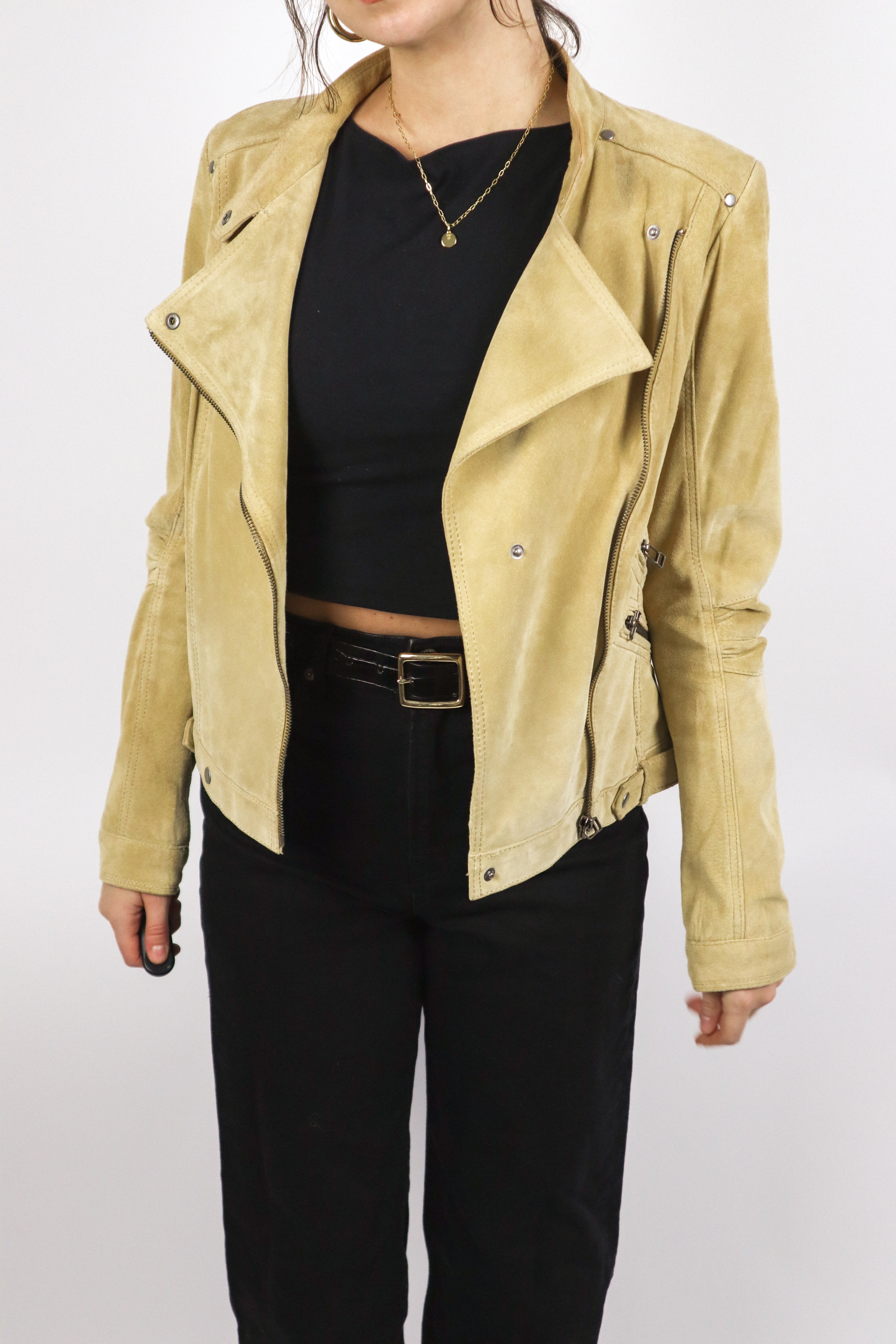 Danier x Suede Moto Jacket (XS)