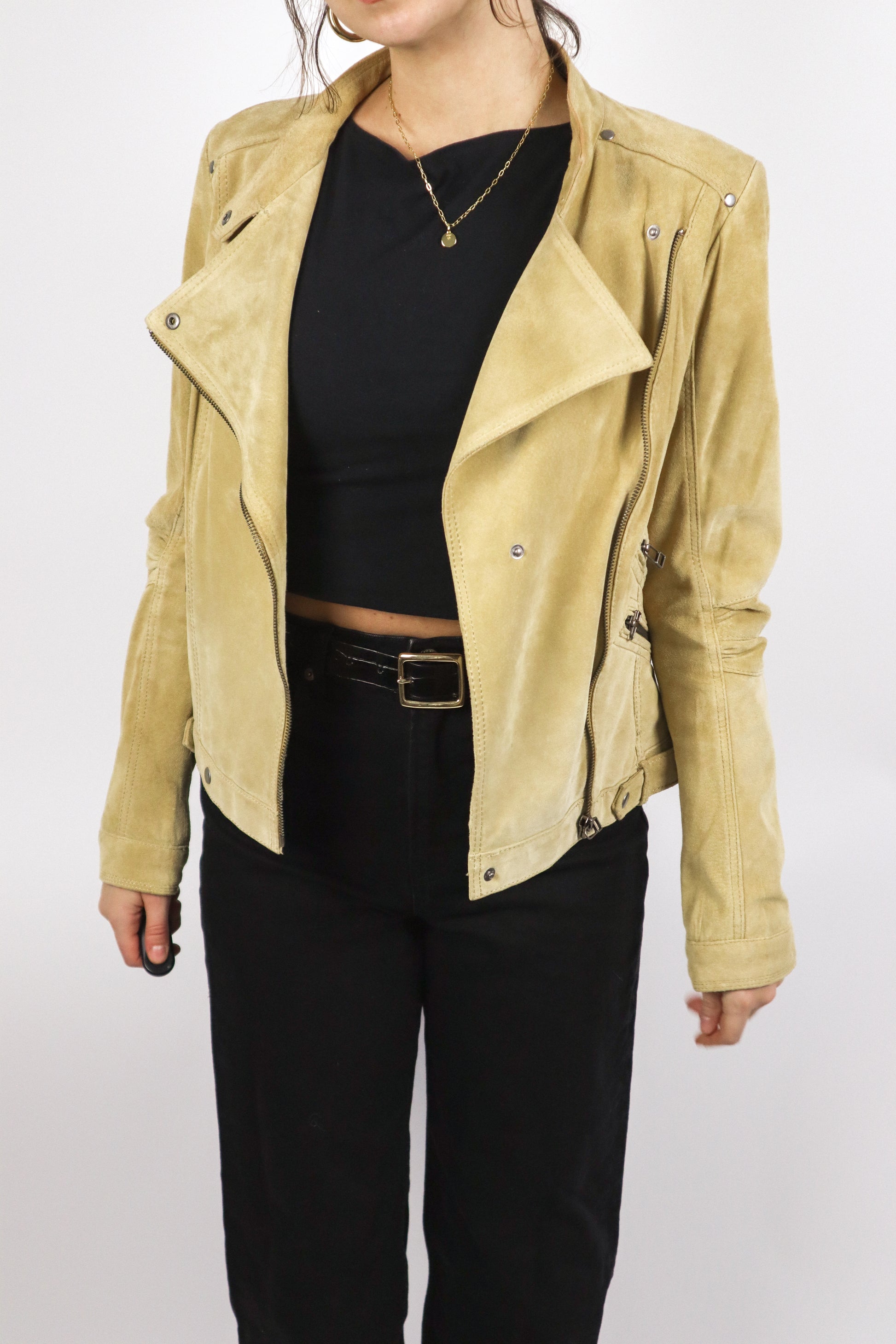 Danier x Suede Moto Jacket (XS)