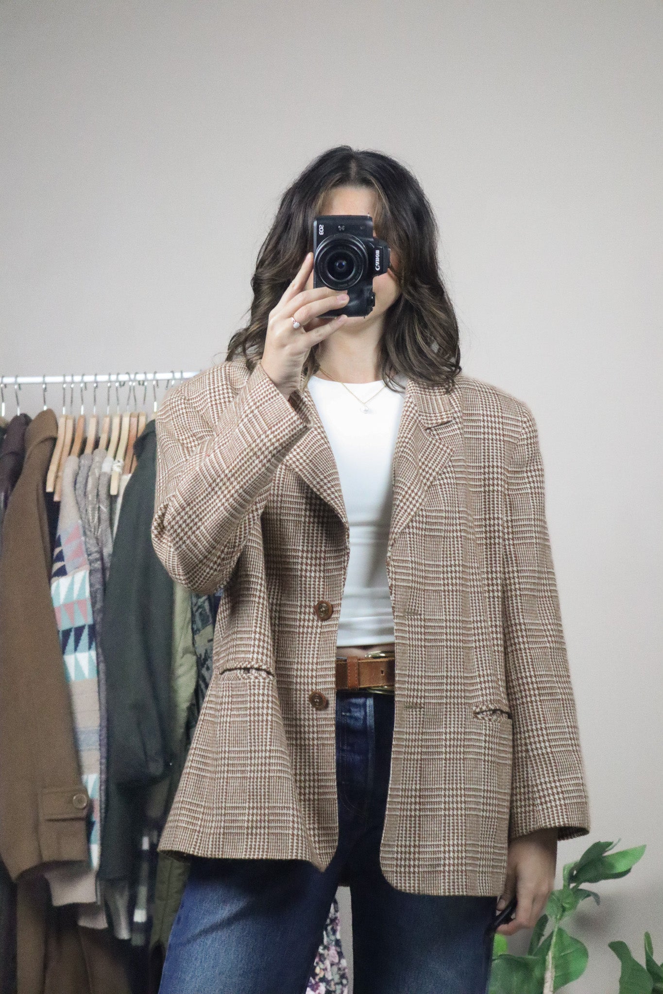Made in Canada x Vintage x Houndstooth Wool Blend Blazer (M)