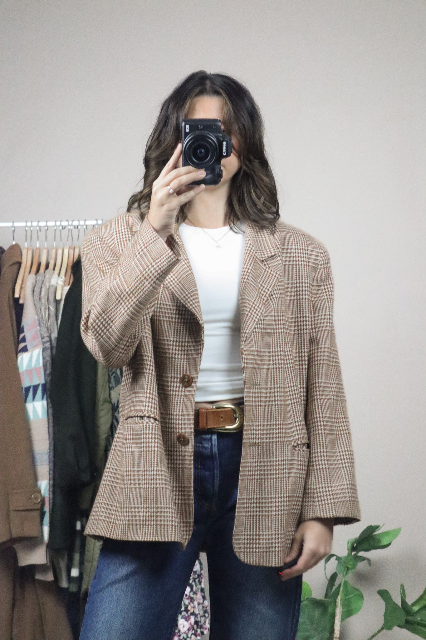Made in Canada x Vintage x Houndstooth Wool Blend Blazer (M)
