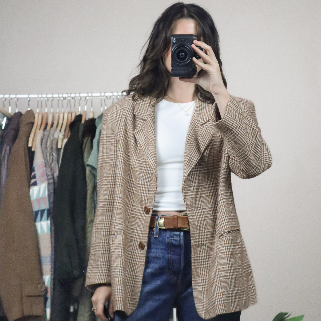 Made in Canada x Vintage x Houndstooth Wool Blend Blazer (M)