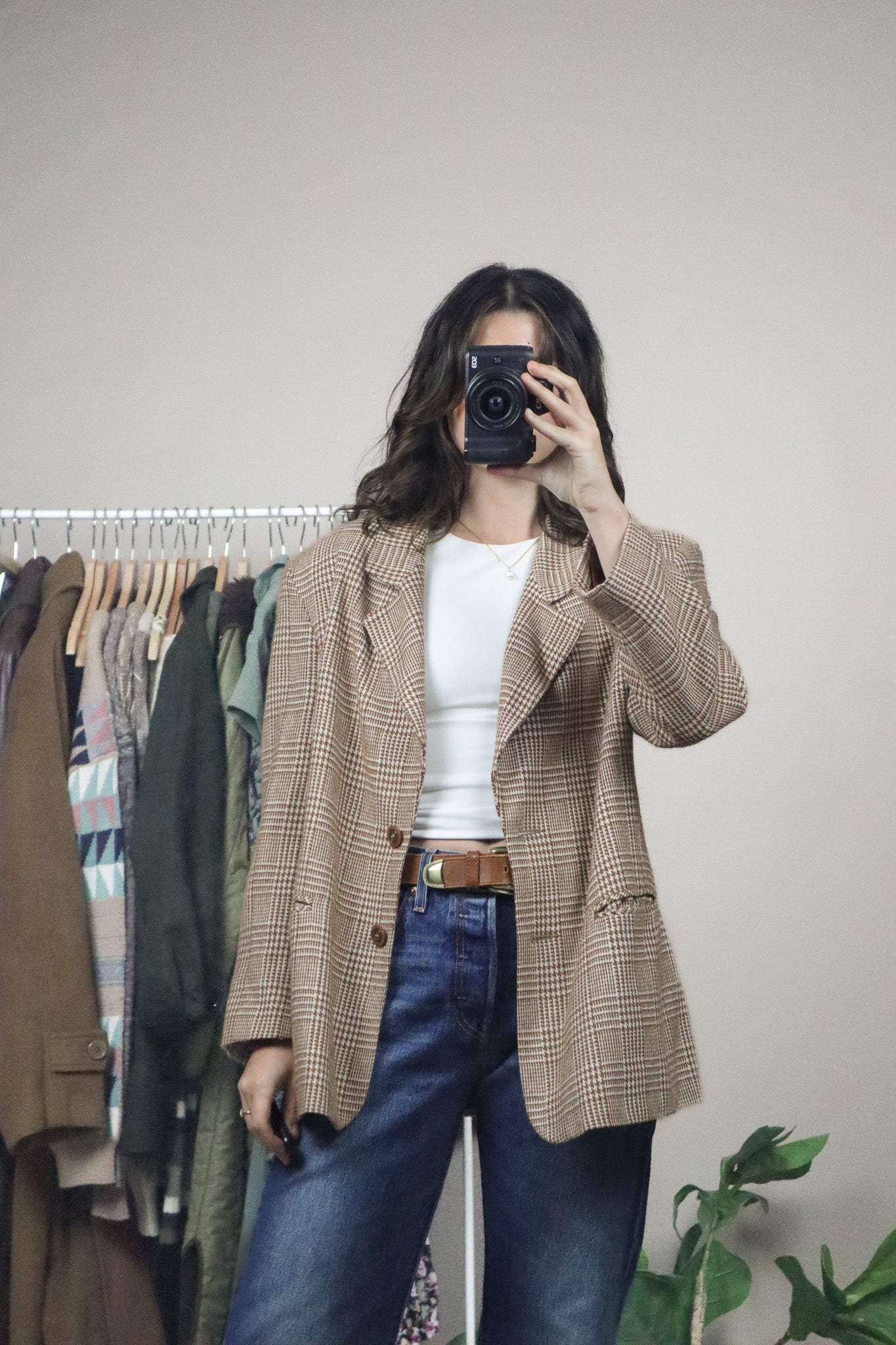Made in Canada x Vintage x Houndstooth Wool Blend Blazer (M)