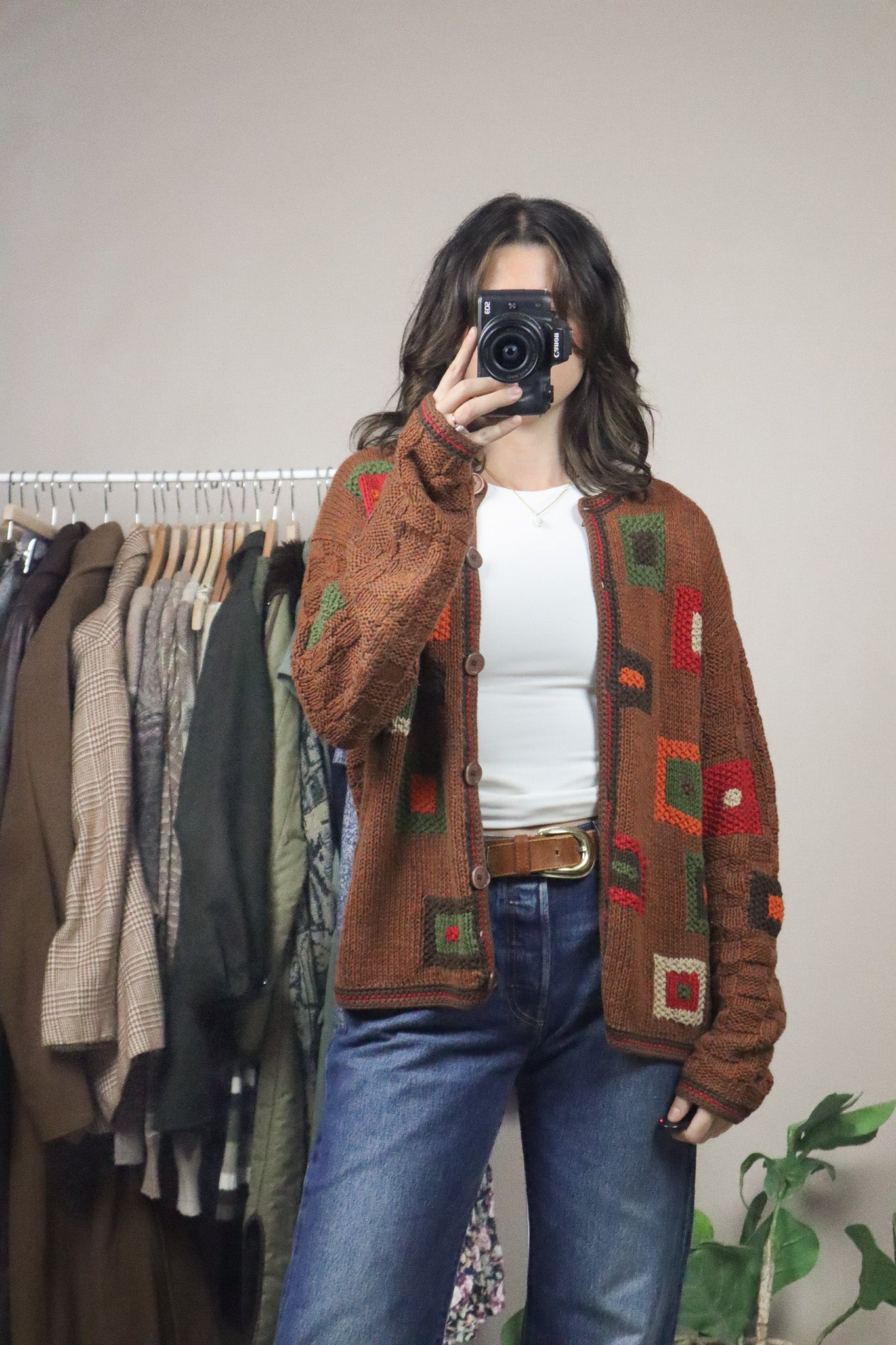Vintage x Patterned Cardigan (M)