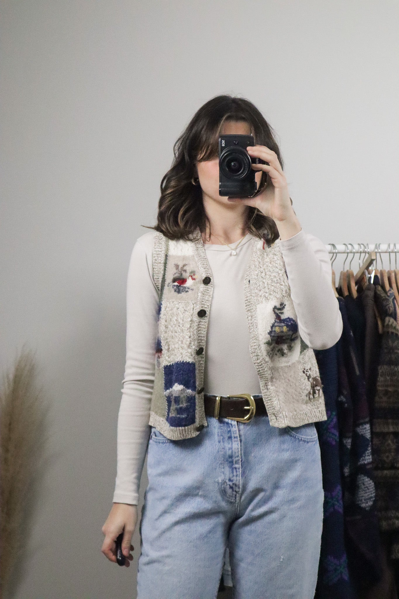 Vintage x Wool Blend Patterned Vest (S)