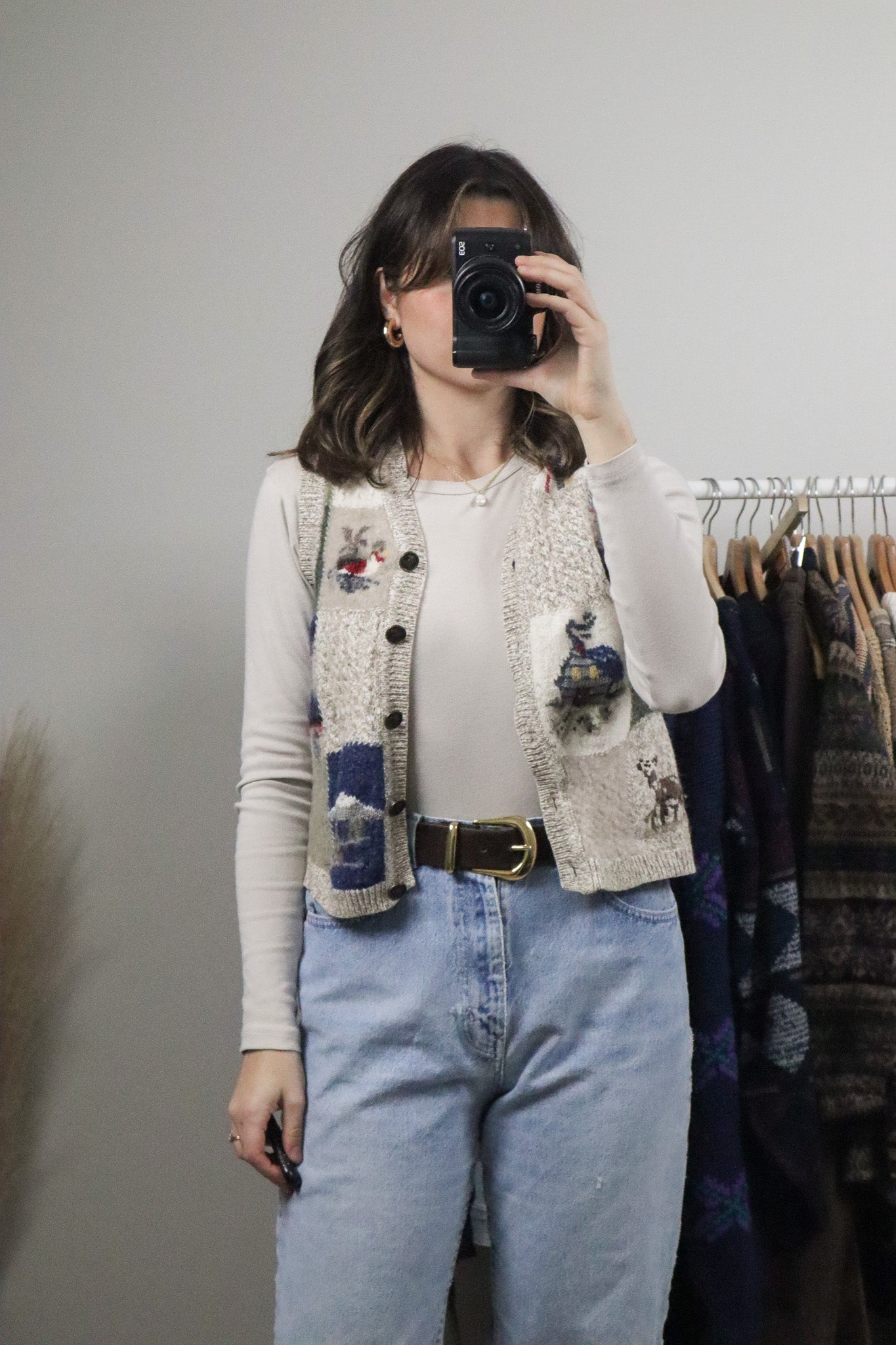 Vintage x Wool Blend Patterned Vest (S)