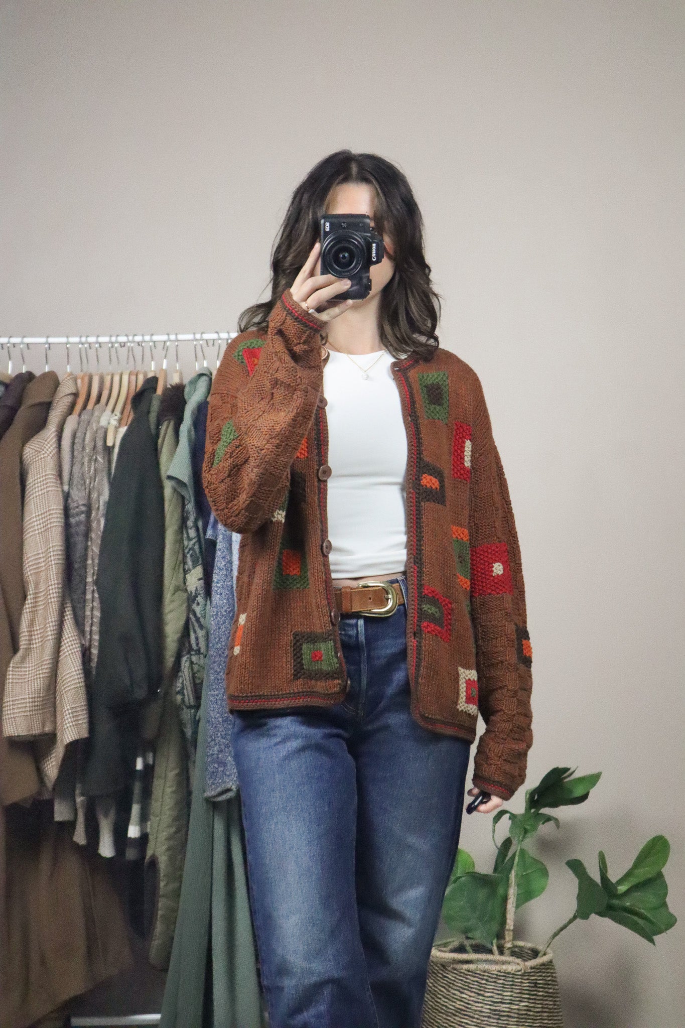 Vintage x Patterned Cardigan (M)