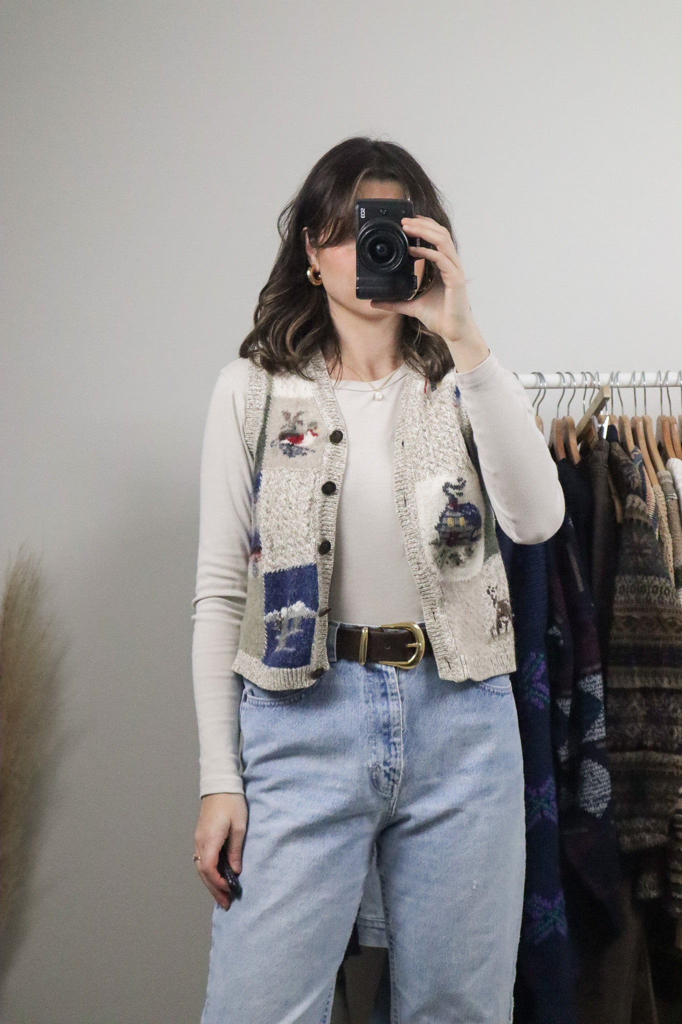Vintage x Wool Blend Patterned Vest (S)