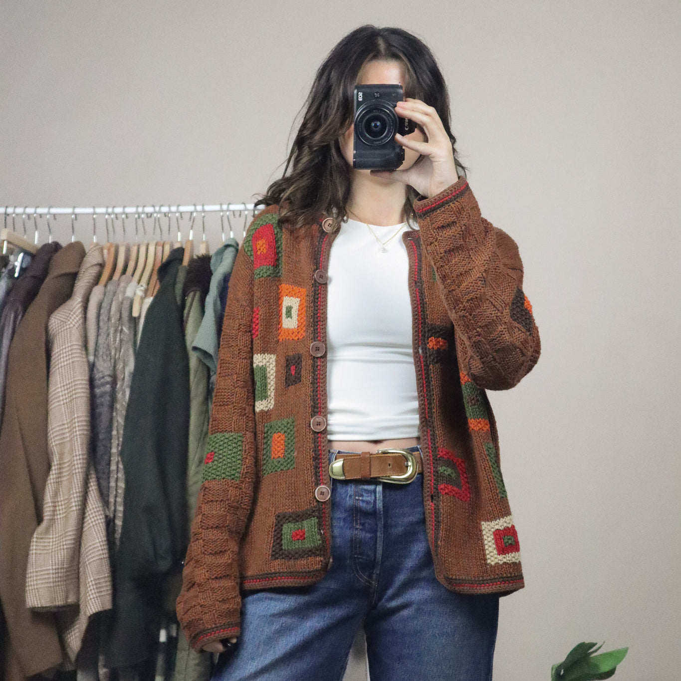 Vintage x Patterned Cardigan (M)