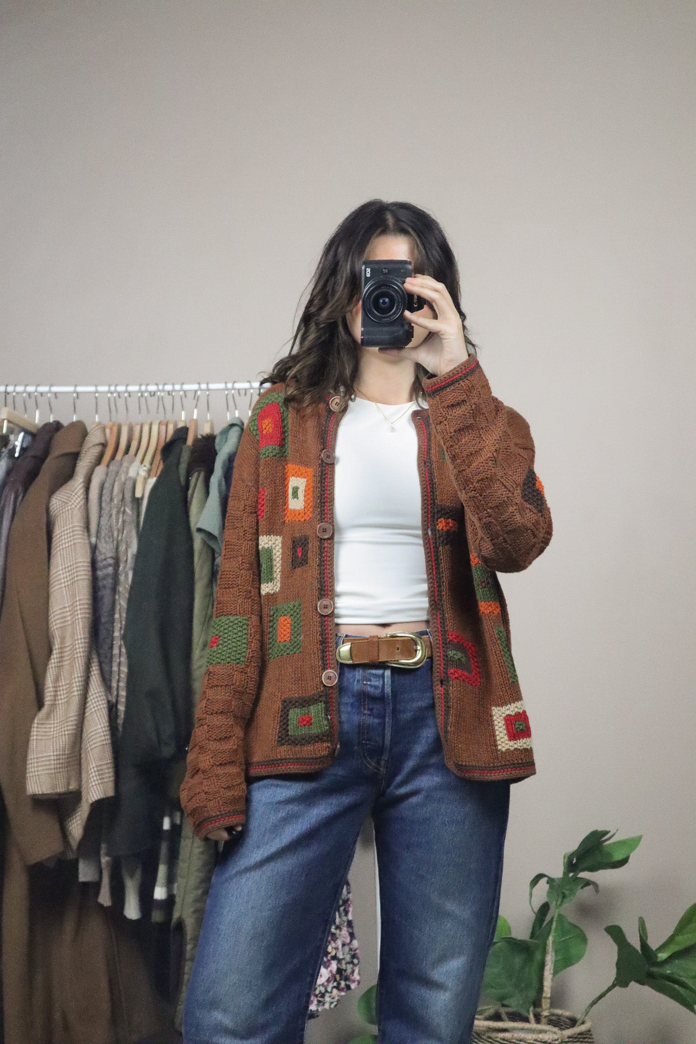 Vintage x Patterned Cardigan (M)