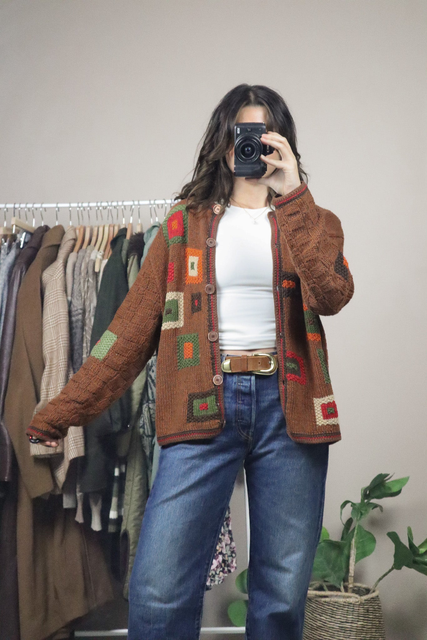 Vintage x Patterned Cardigan (M)