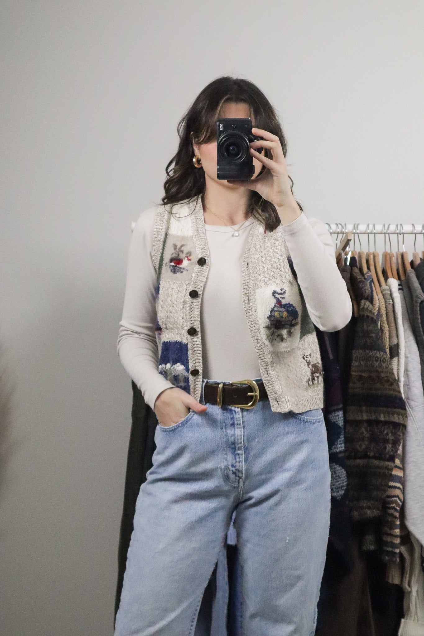 Vintage x Wool Blend Patterned Vest (S)