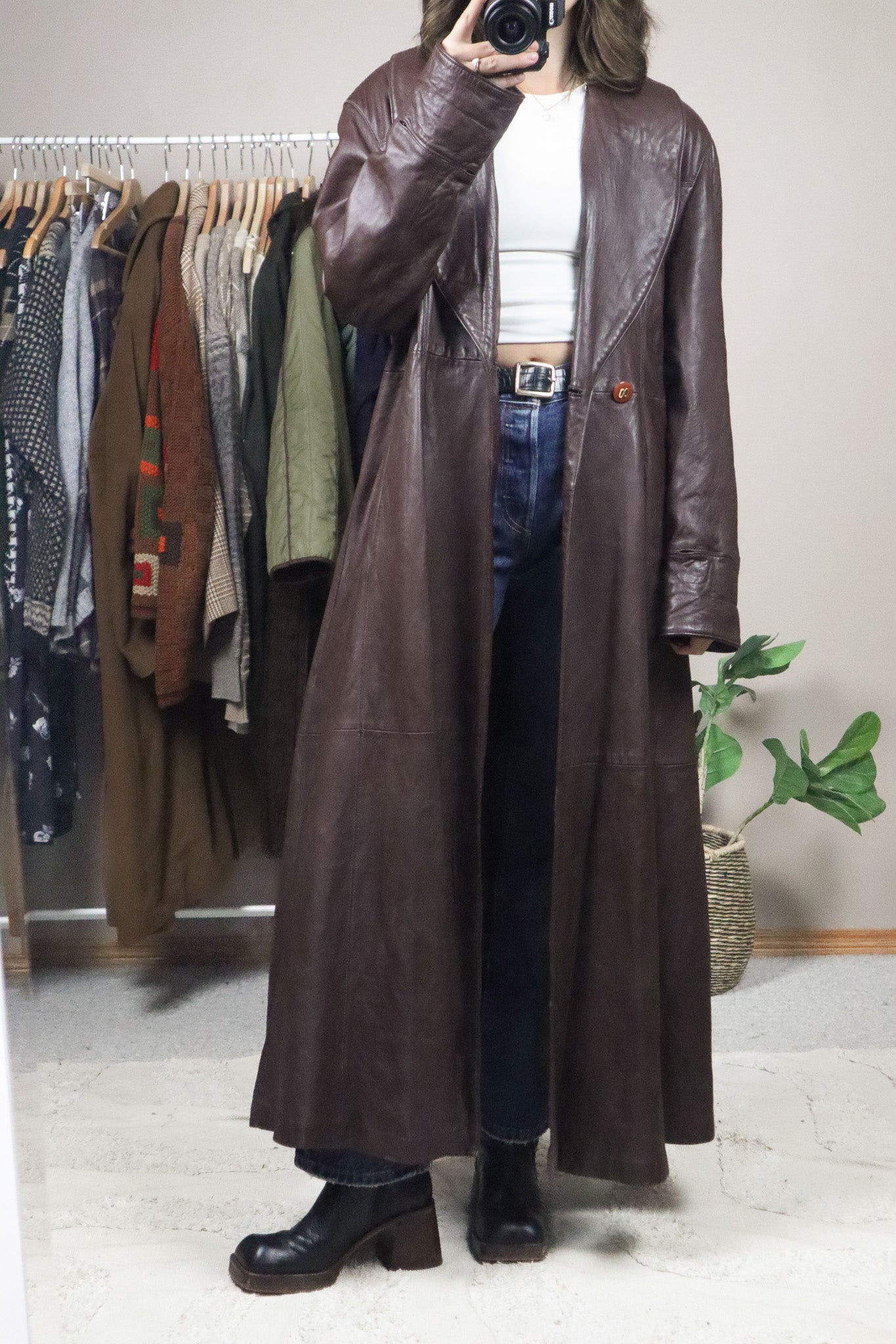 Vintage x Leather Trench Coat (M)