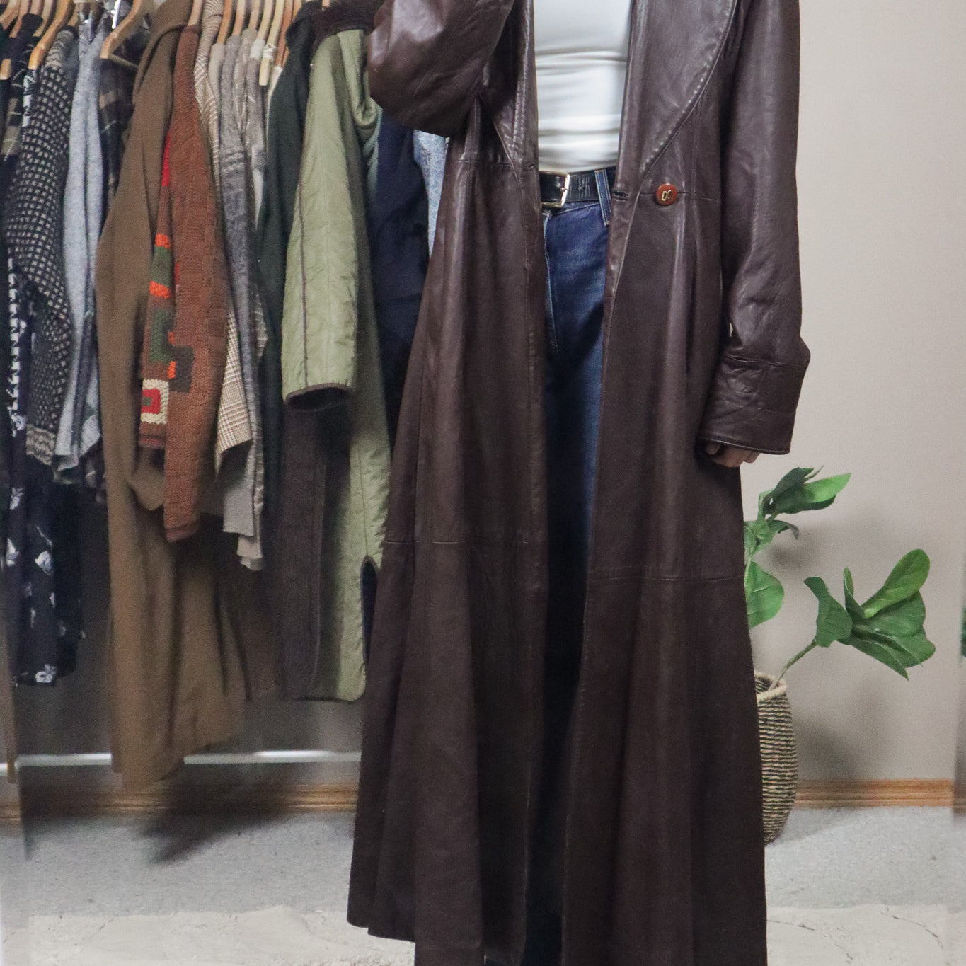 Vintage x Leather Trench Coat (M)