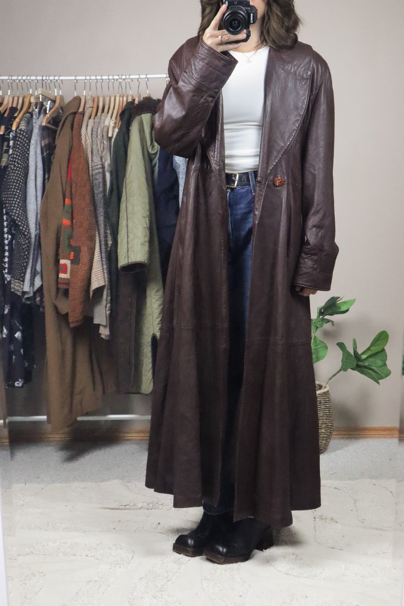 Vintage x Leather Trench Coat (M)