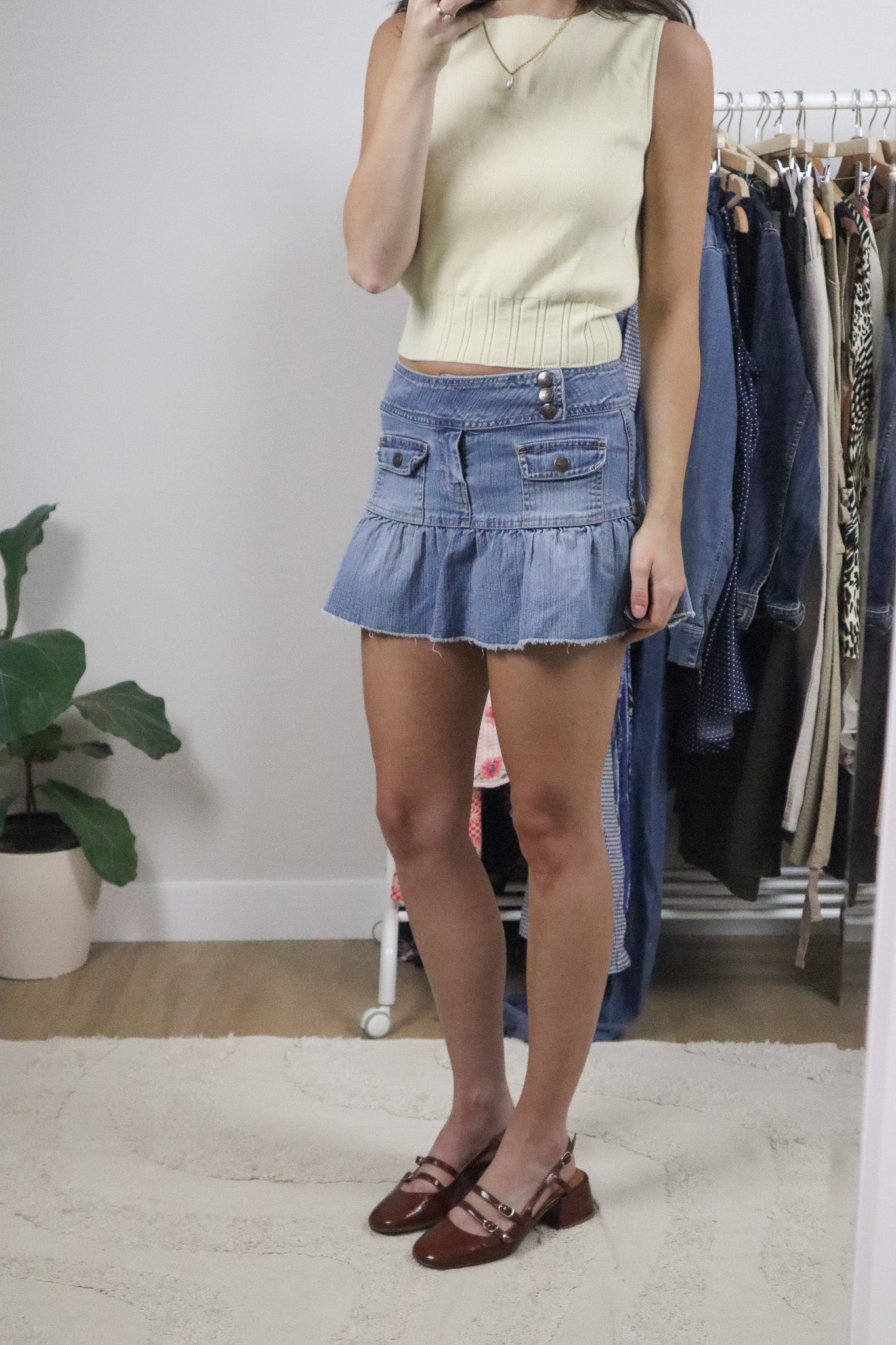 Vintage x Denim Mini Skirt (S)