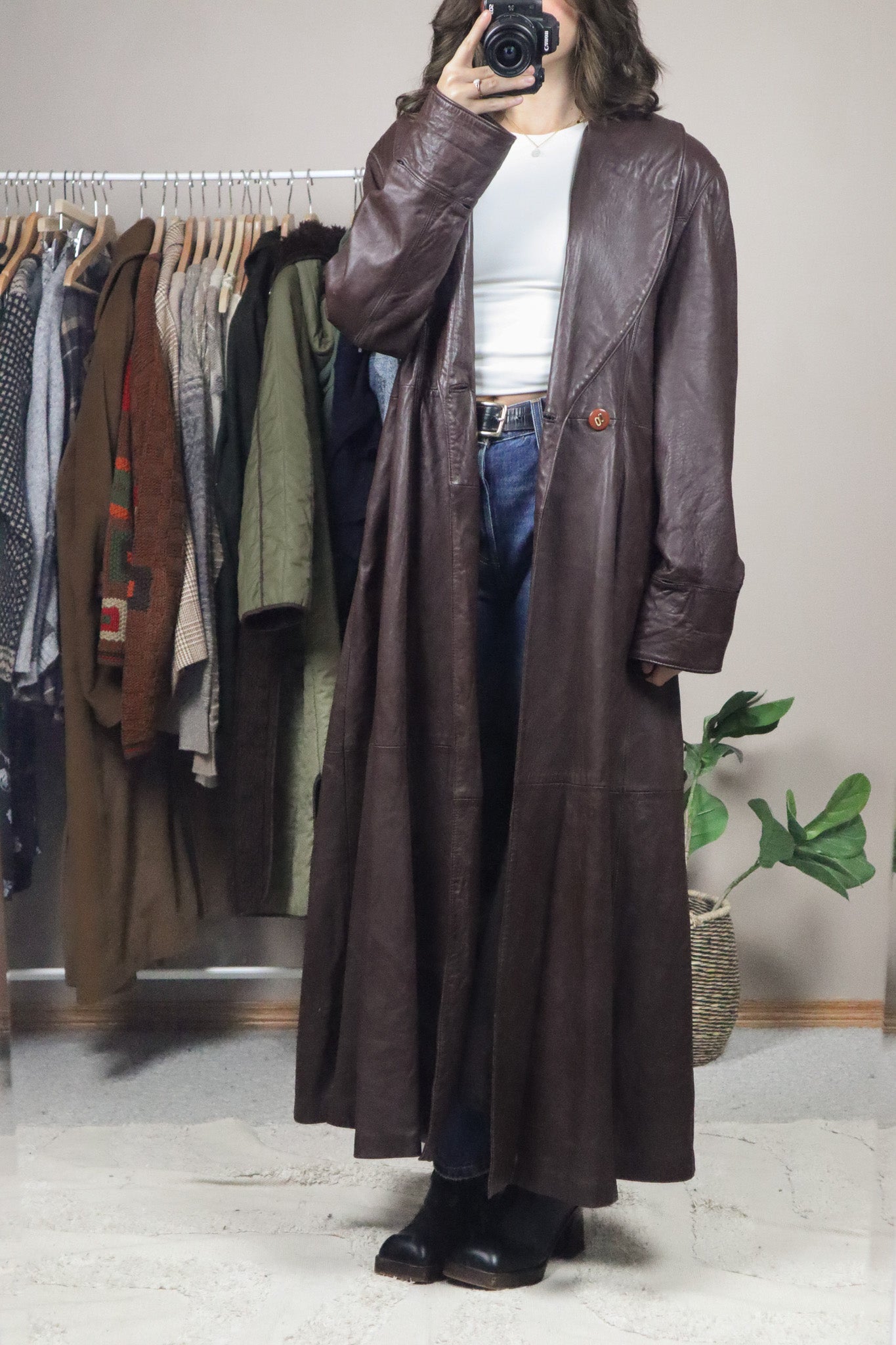 Vintage x Leather Trench Coat (M)