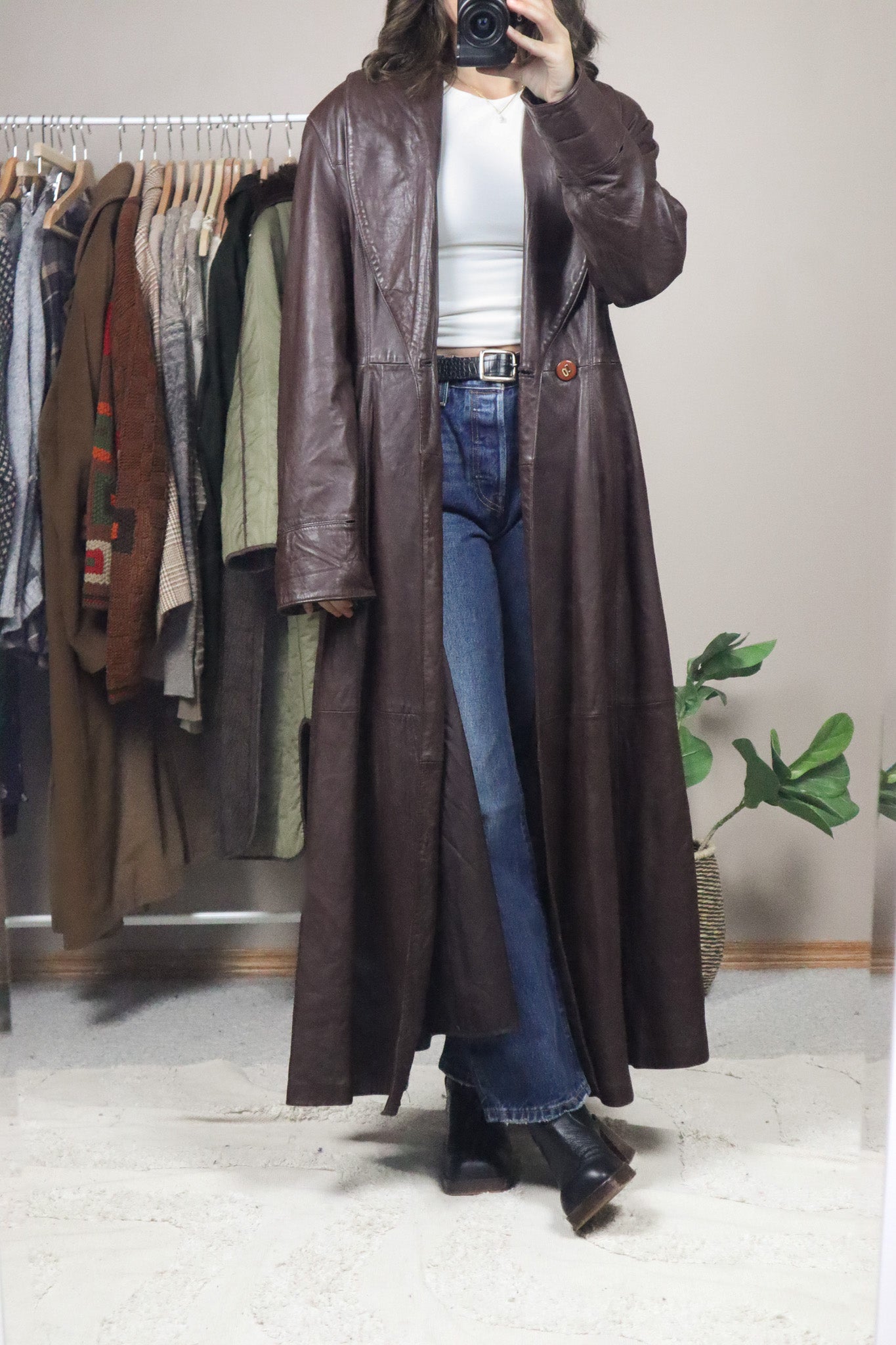Vintage x Leather Trench Coat (M)