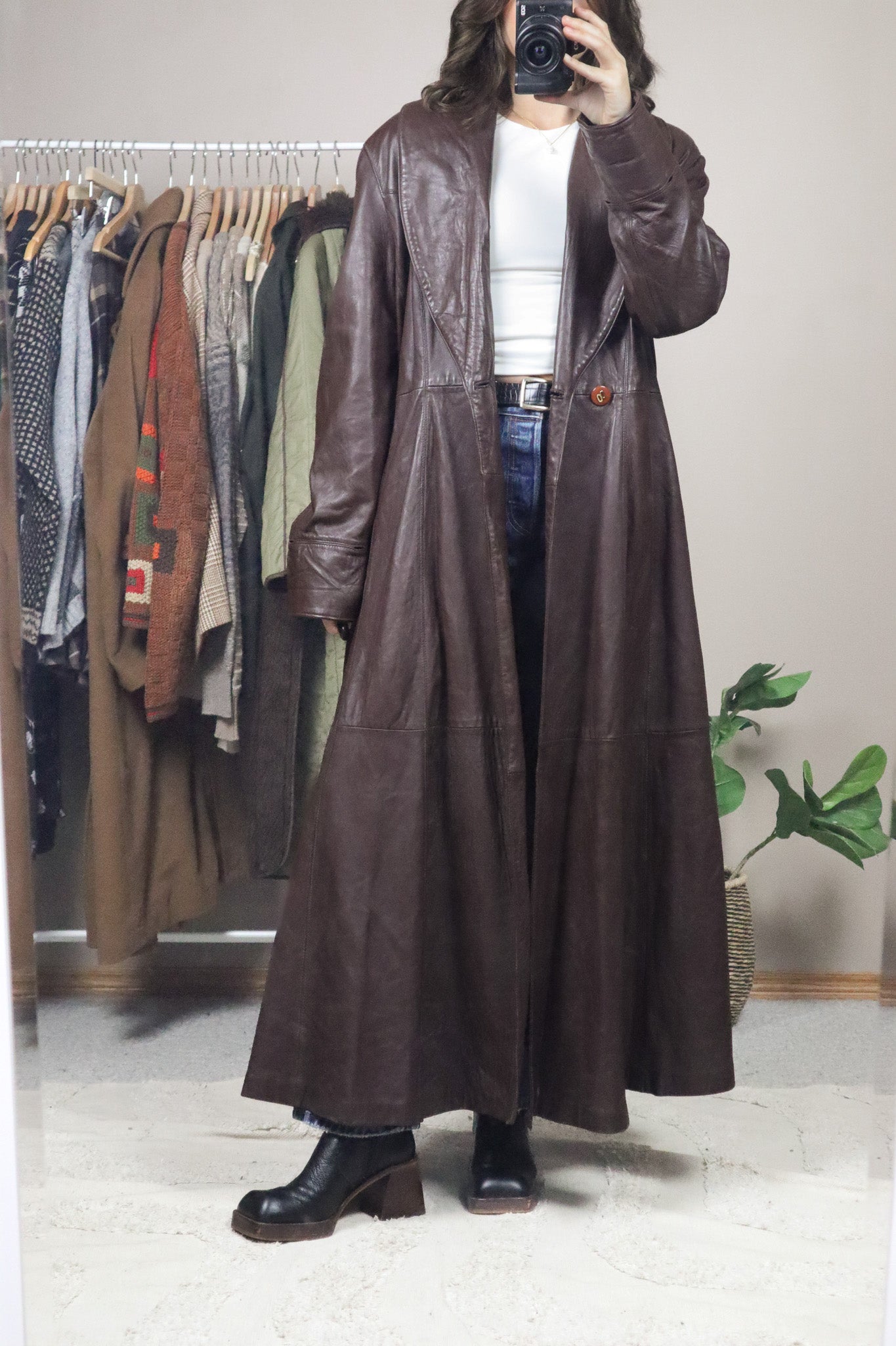 Vintage x Leather Trench Coat (M)