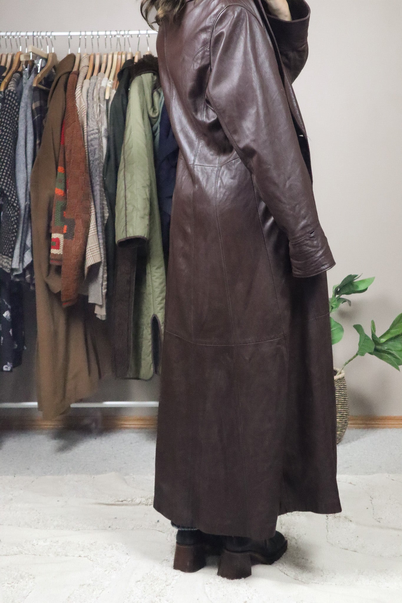Vintage x Leather Trench Coat (M)
